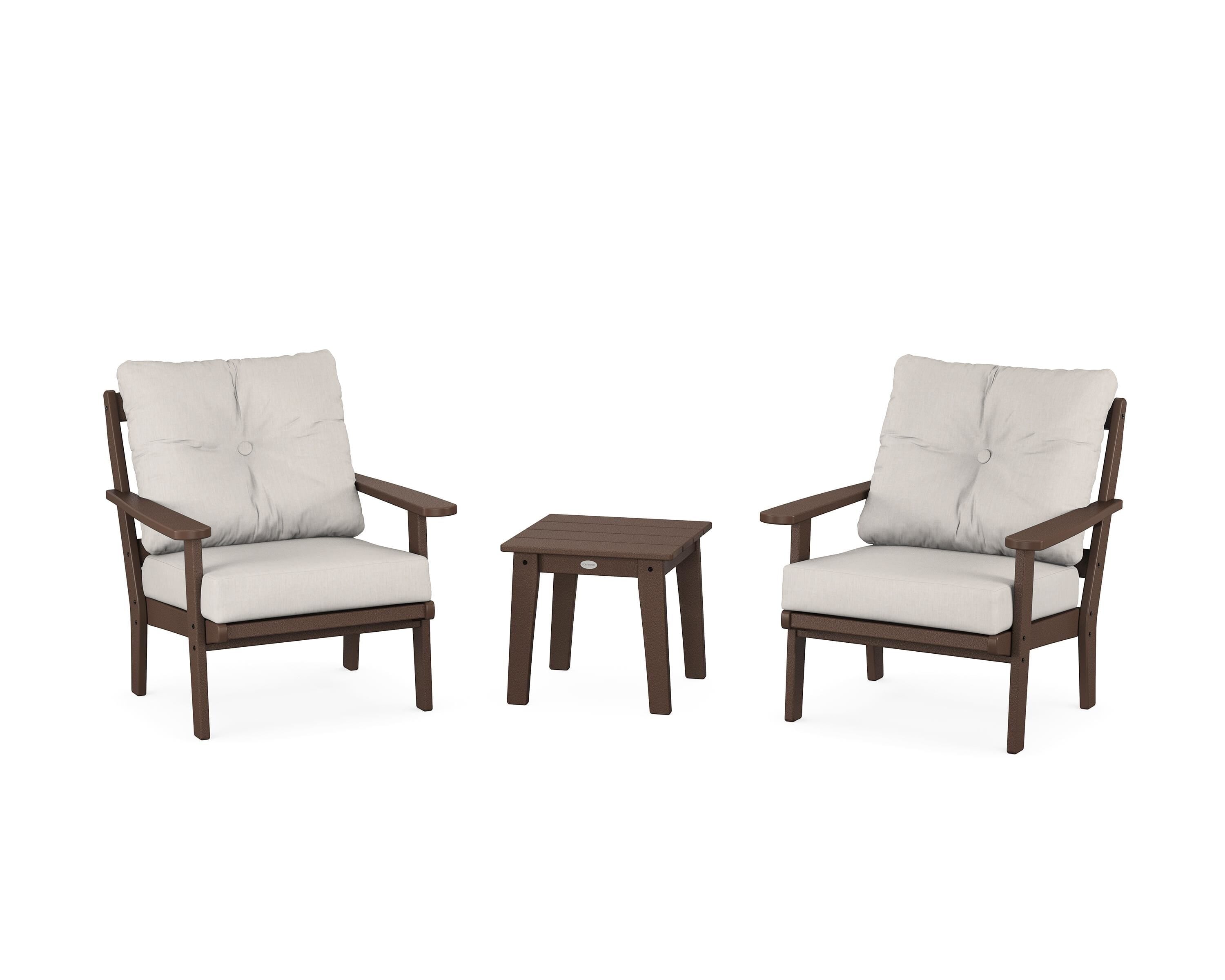 POLYWOOD Mission 3-Piece Deep Seating Set in Mahogany / Cast Ash