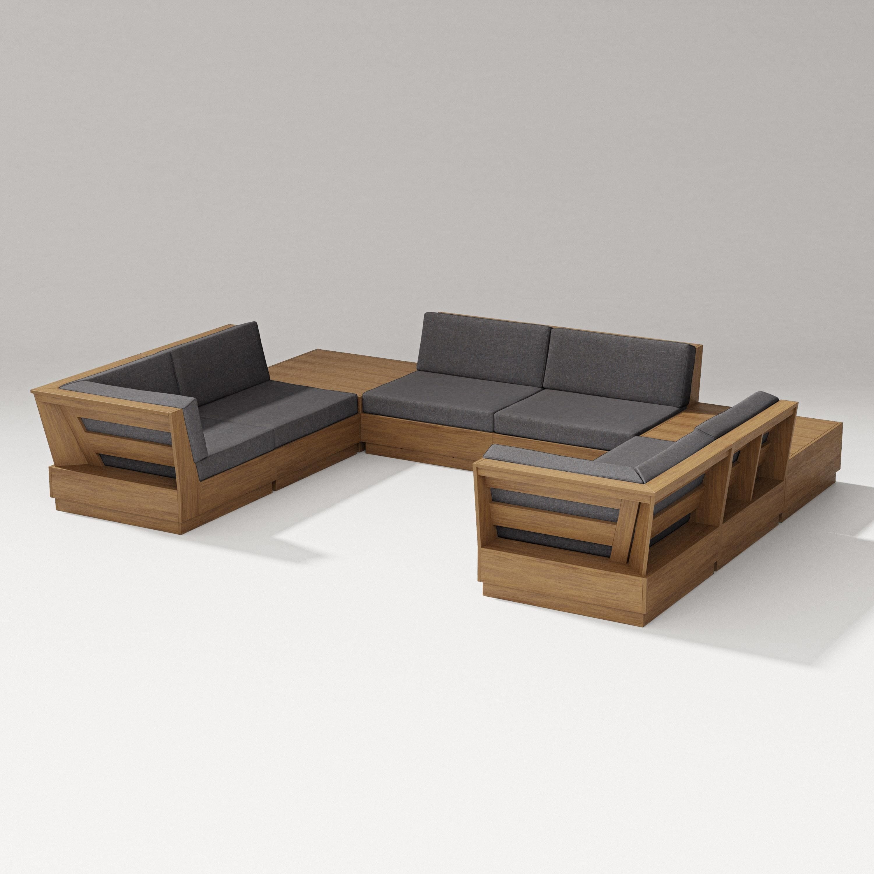 PW Designer Series Elevate 8-Piece U-Shaped Sectional in Natural / Ash Charcoal