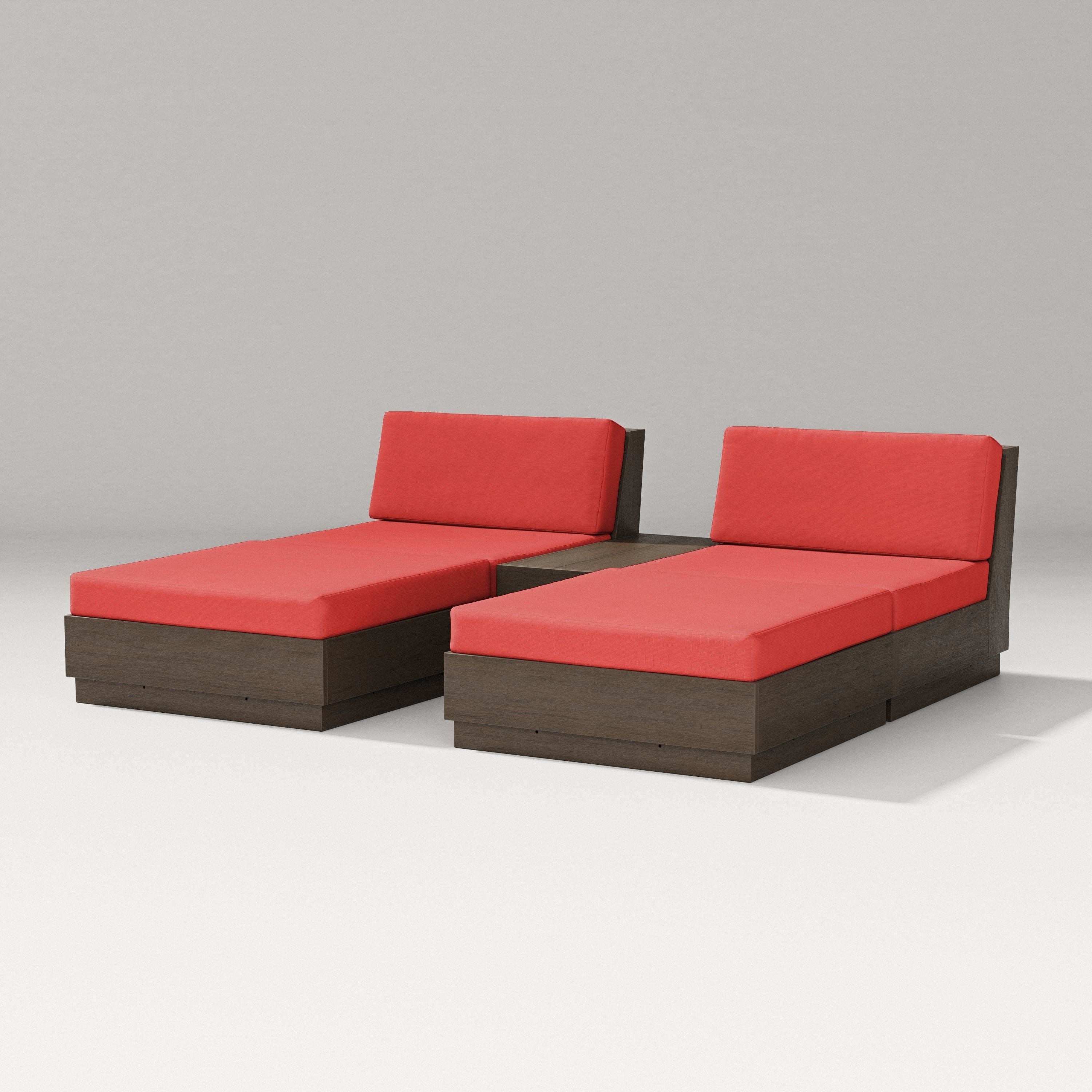 PW Designer Series Elevate Double Chaise Set in Kona / Crimson Linen