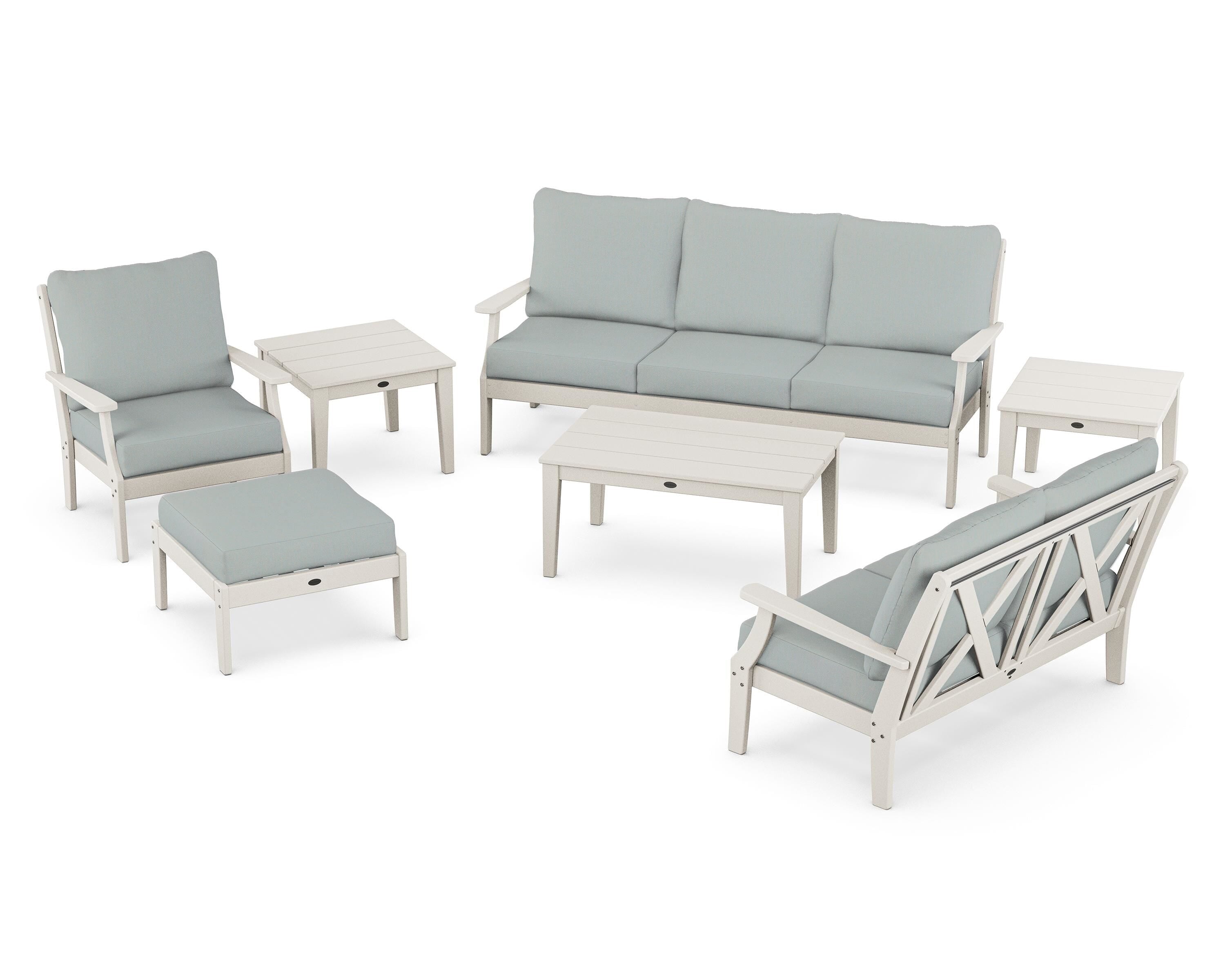 POLYWOOD Braxton 7-Piece Deep Seating Set in Sand / Spa