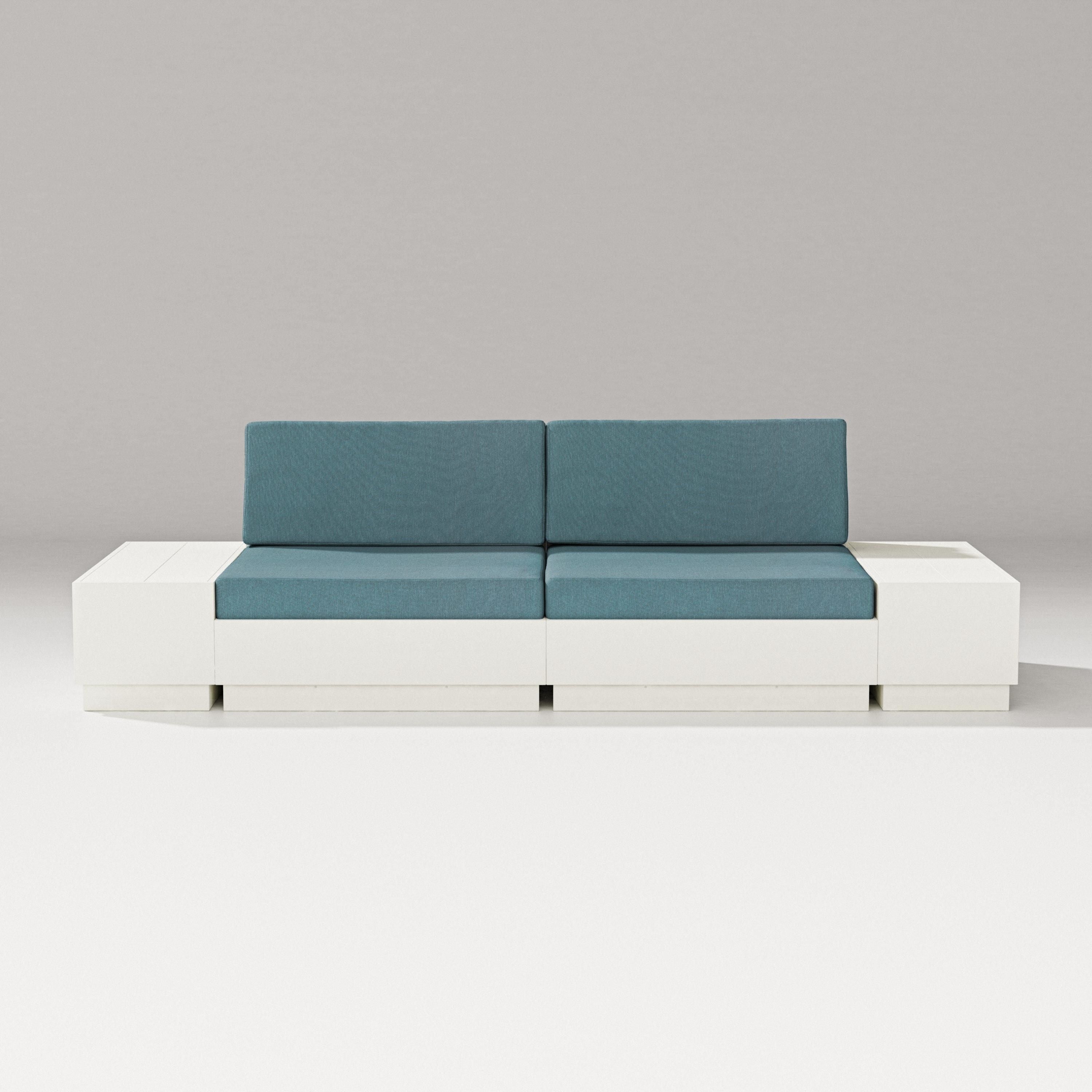 PW Designer Series Elevate 4-Piece Loveseat Sectional in Vintage White / Ocean Teal