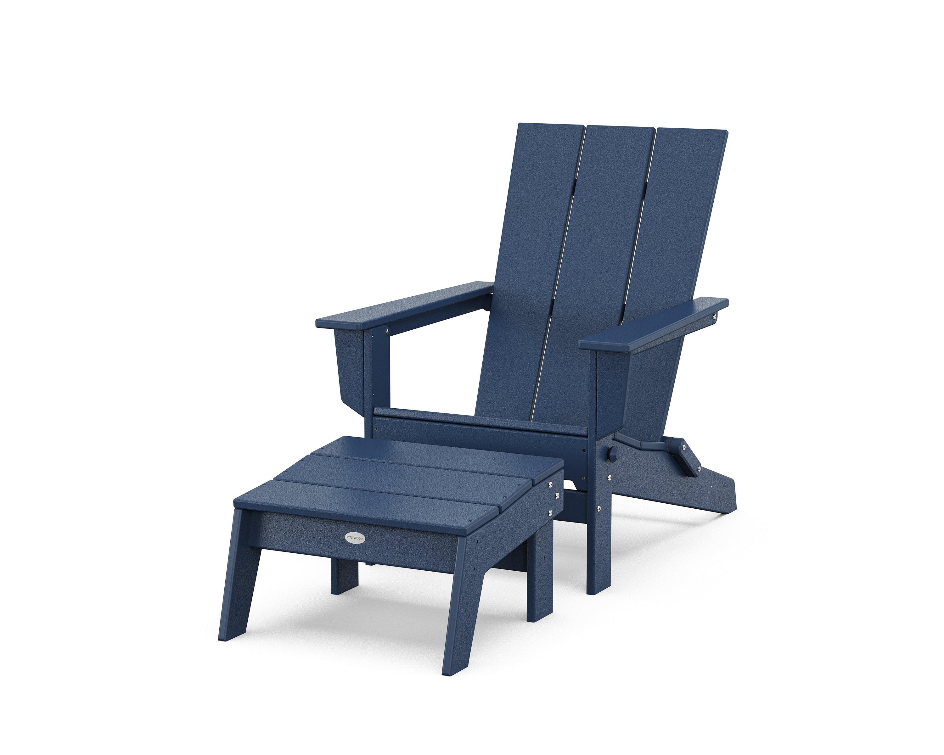 POLYWOOD® Modern Studio Folding Adirondack Chair with Ottoman in Navy