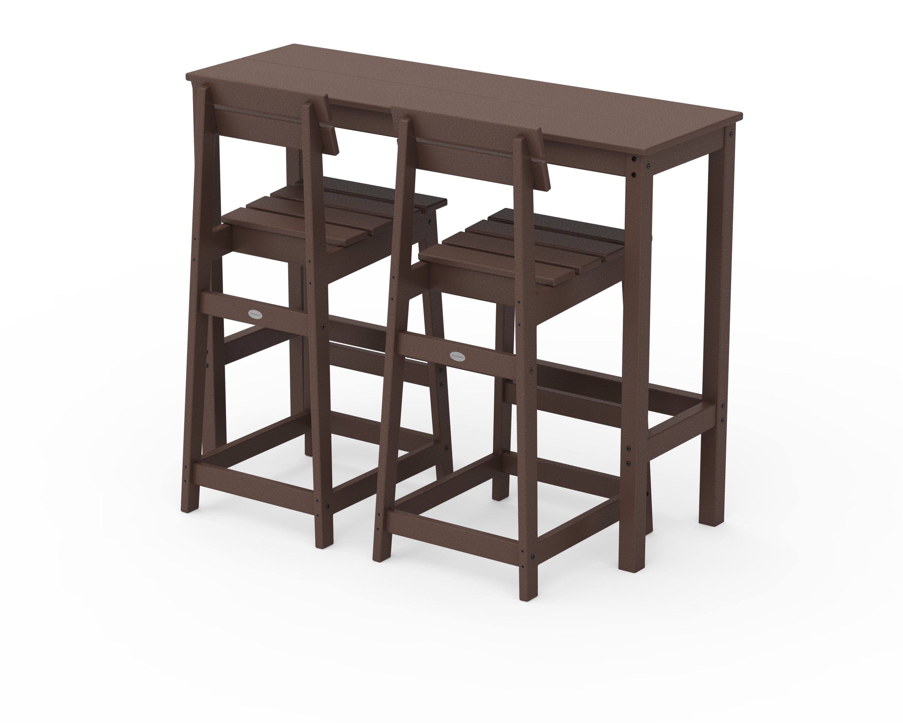 POLYWOOD Modern Studio Plaza Bar Chair 3-Piece Balcony Set in Mahogany