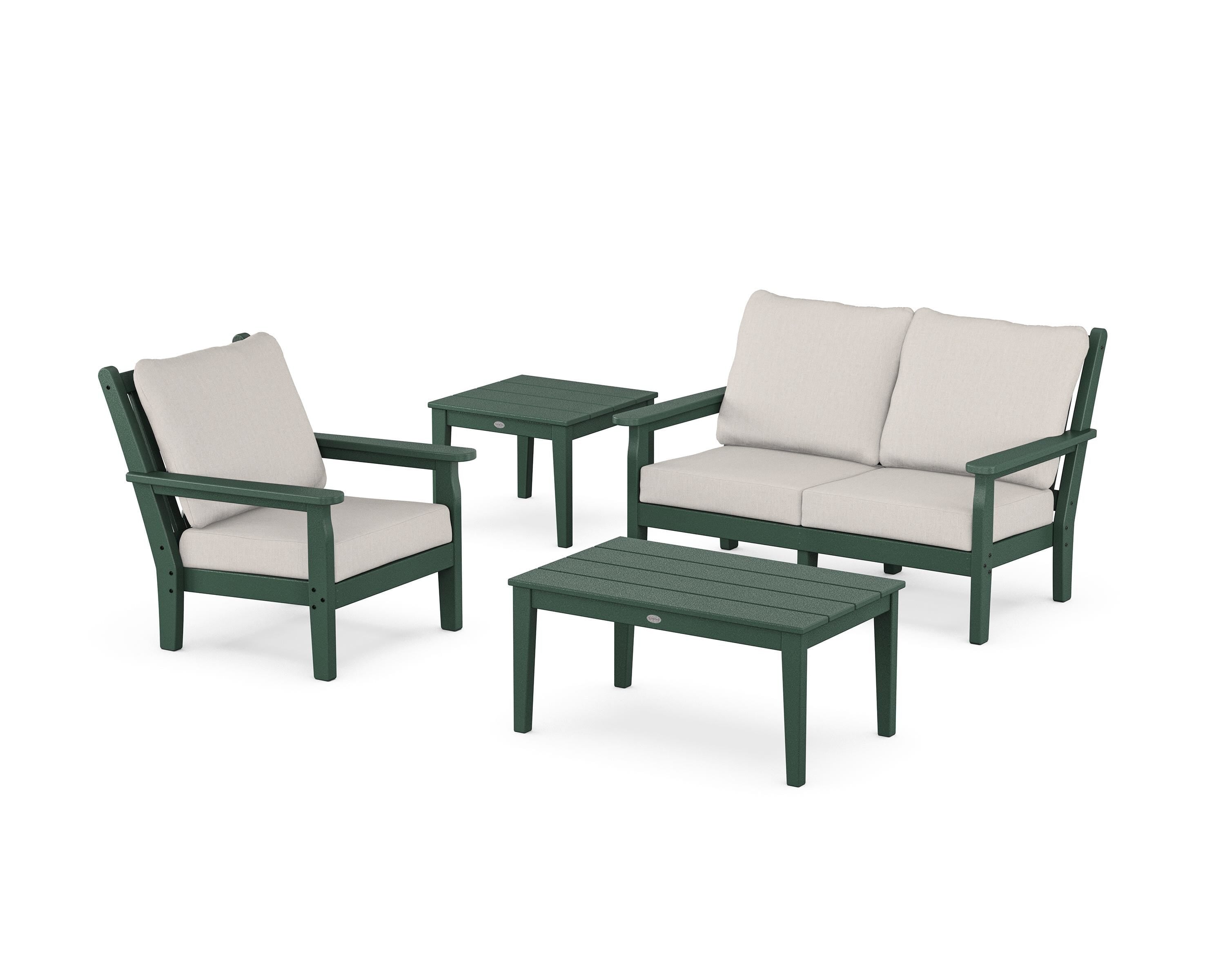 POLYWOOD Chippendale 4-Piece Deep Seating Set in Green / Cast Ash