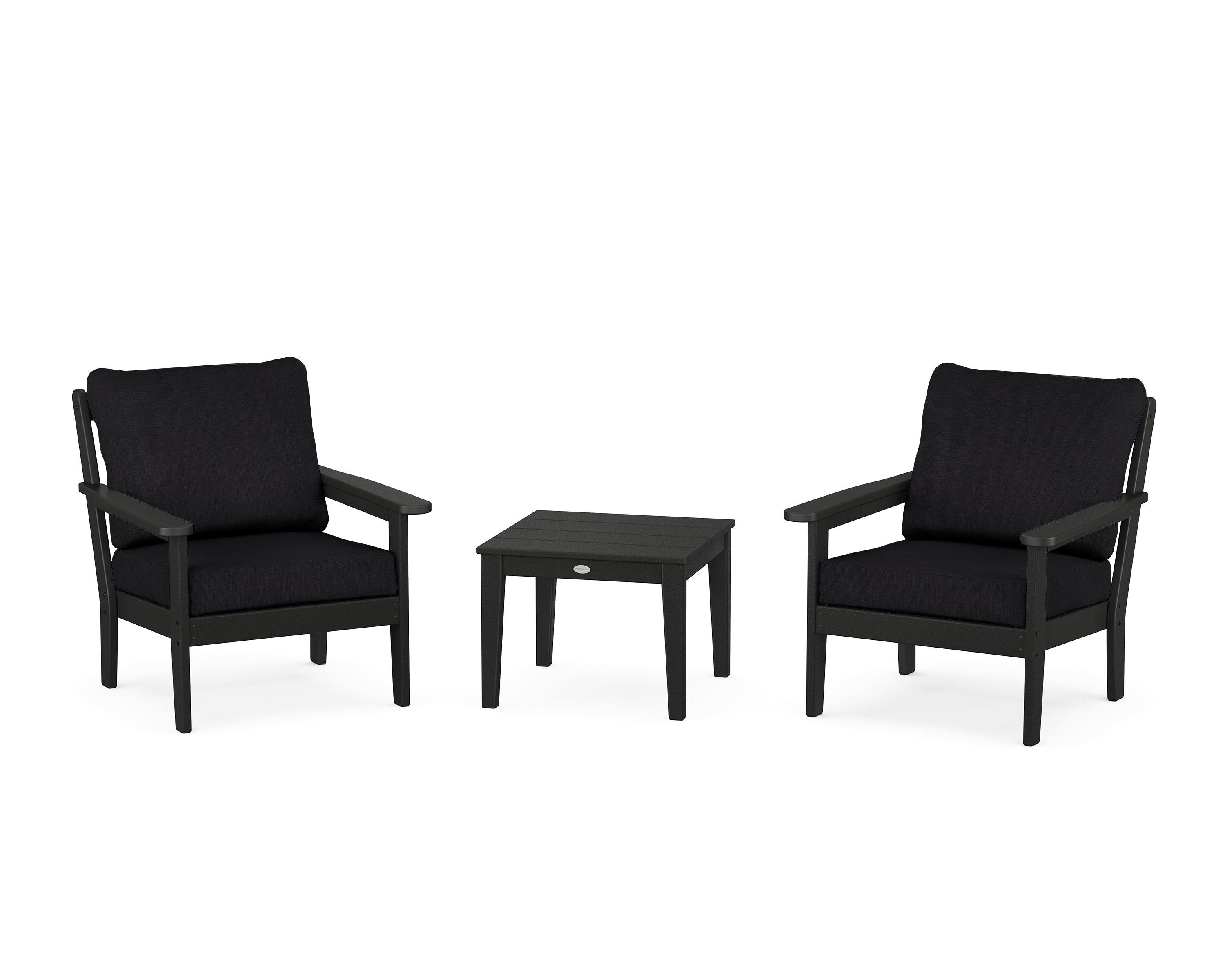Country Living Cottage 3-Piece Deep Seating Set in Black / Midnight Linen