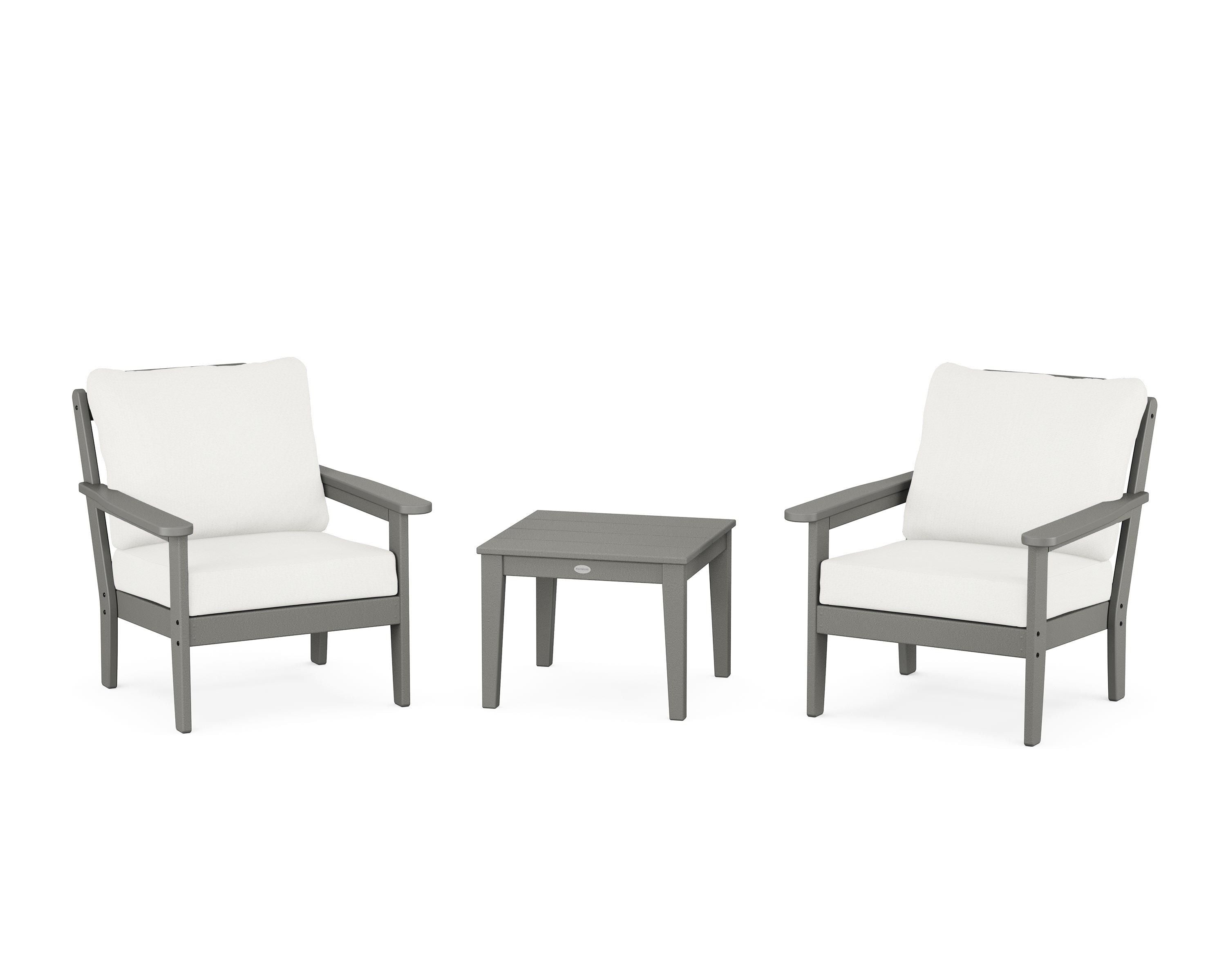 Country Living Cottage 3-Piece Deep Seating Set in Slate Grey / Natural Linen