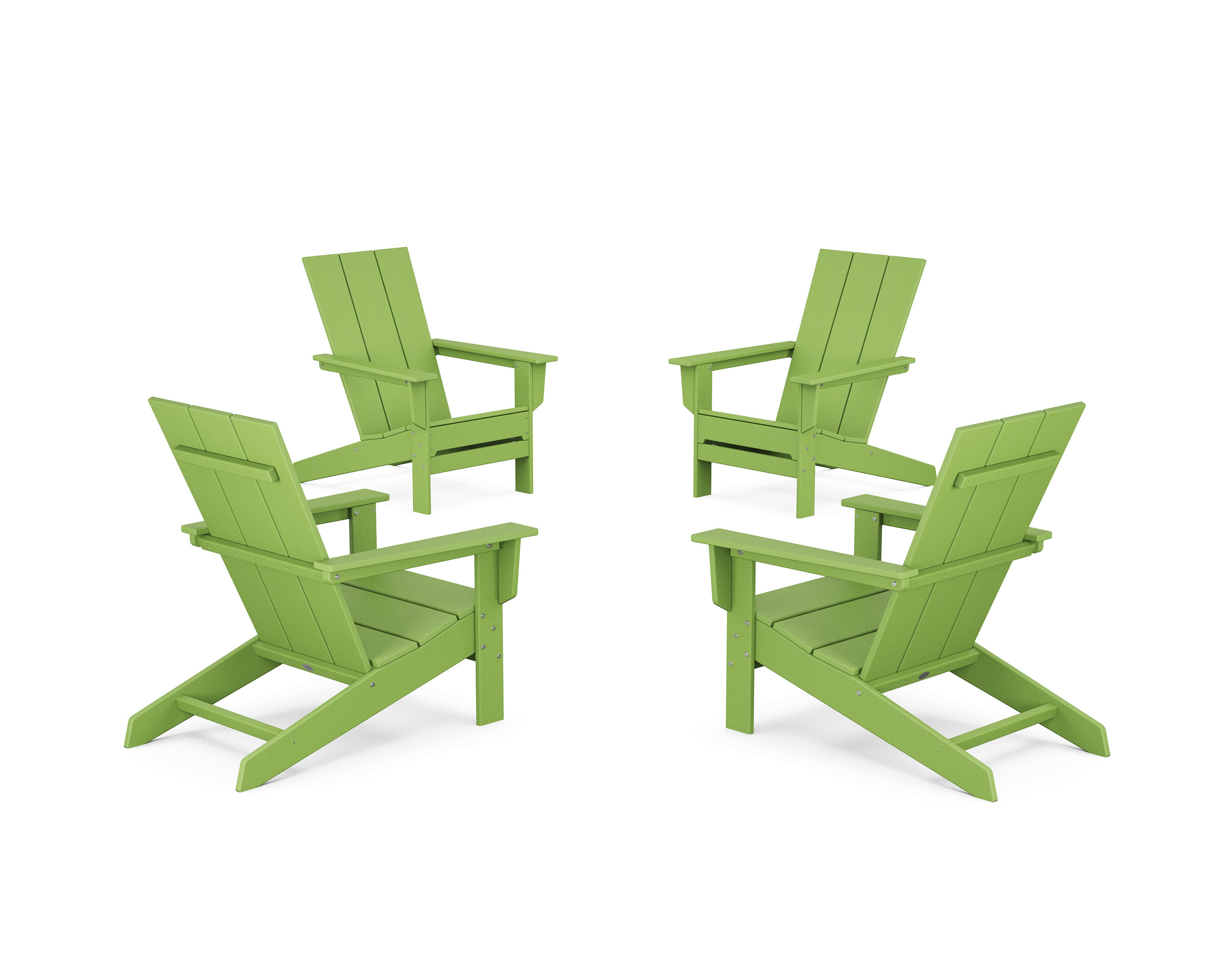 POLYWOOD® 4-Piece Modern Studio Adirondack Chair Conversation Set in Lime