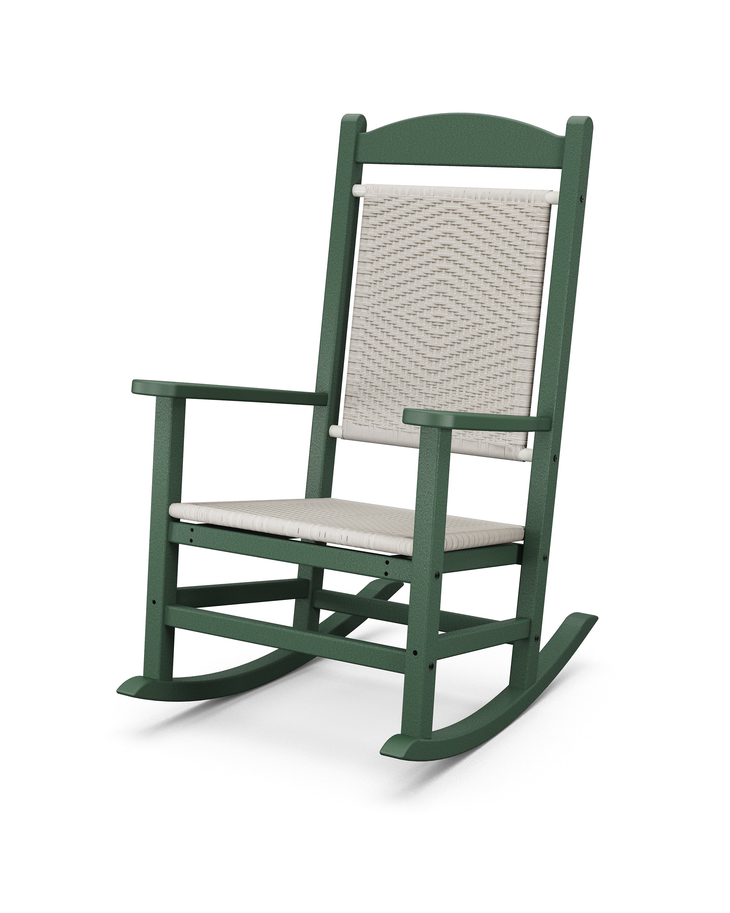 POLYWOOD® Presidential Woven Rocking Chair in Green / White Loom