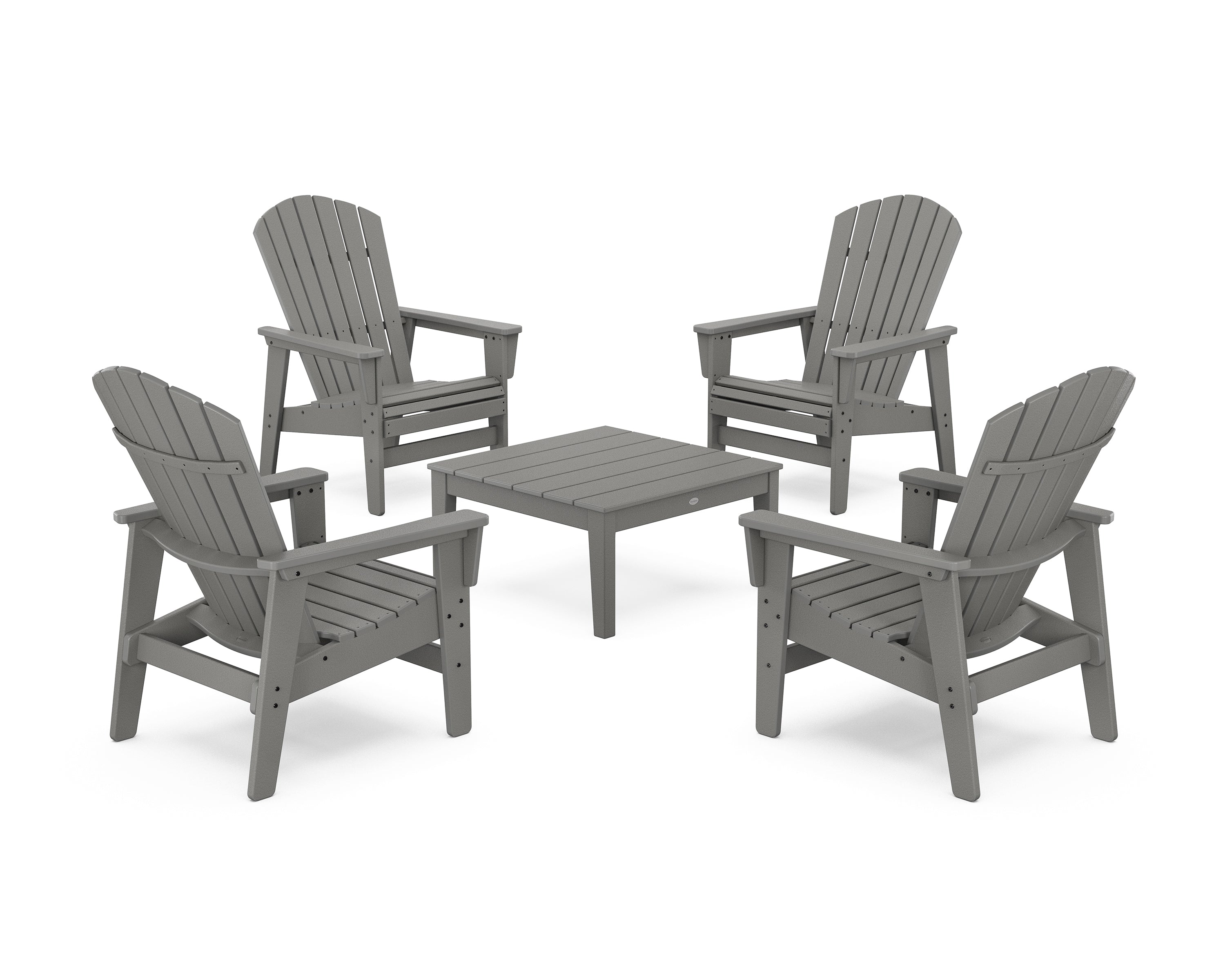 POLYWOOD® 5-Piece Nautical Grand Upright Adirondack Chair Conversation Group in Slate Grey