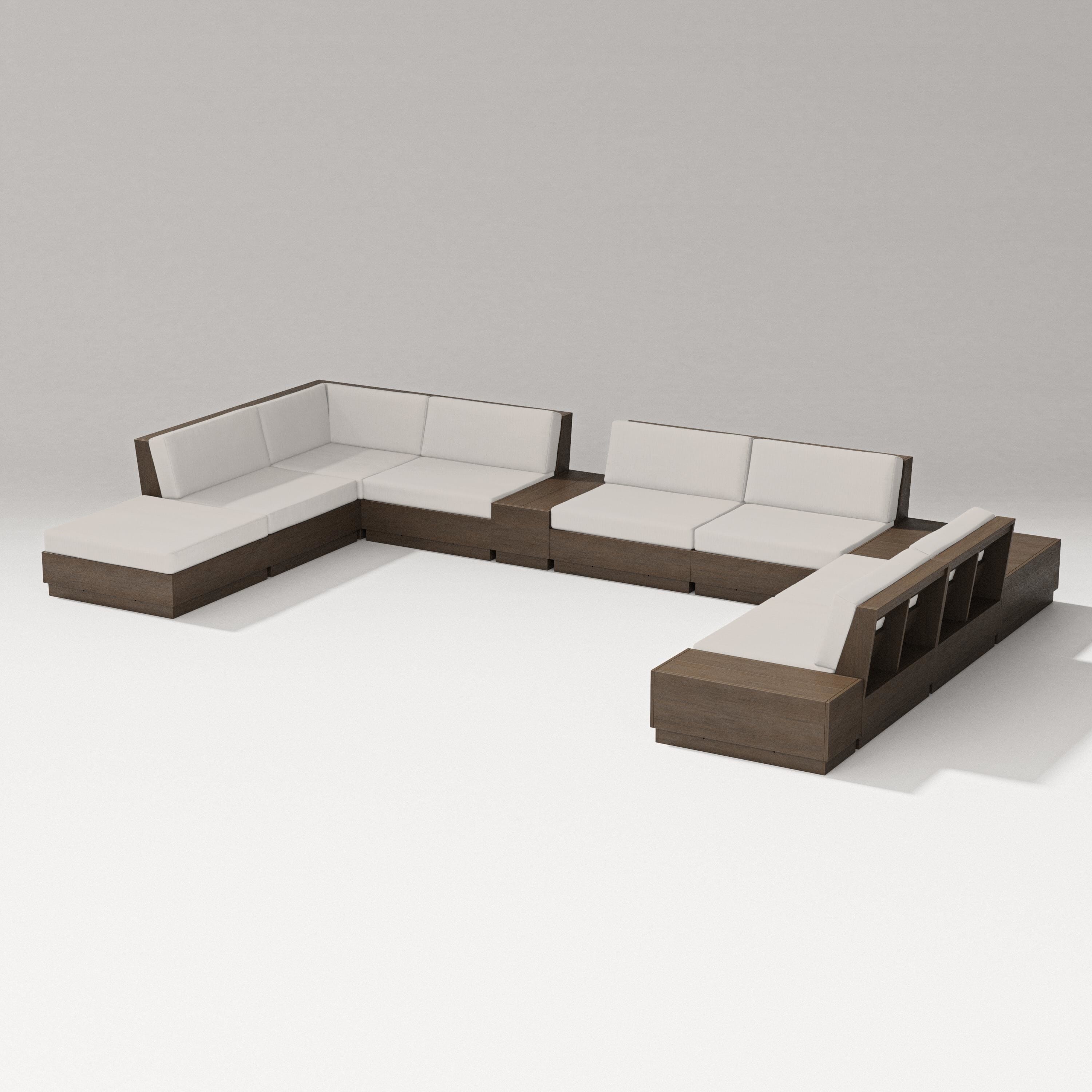 PW Designer Series Elevate 11-Piece Conversation Sectional Set in Kona / Cast Ash