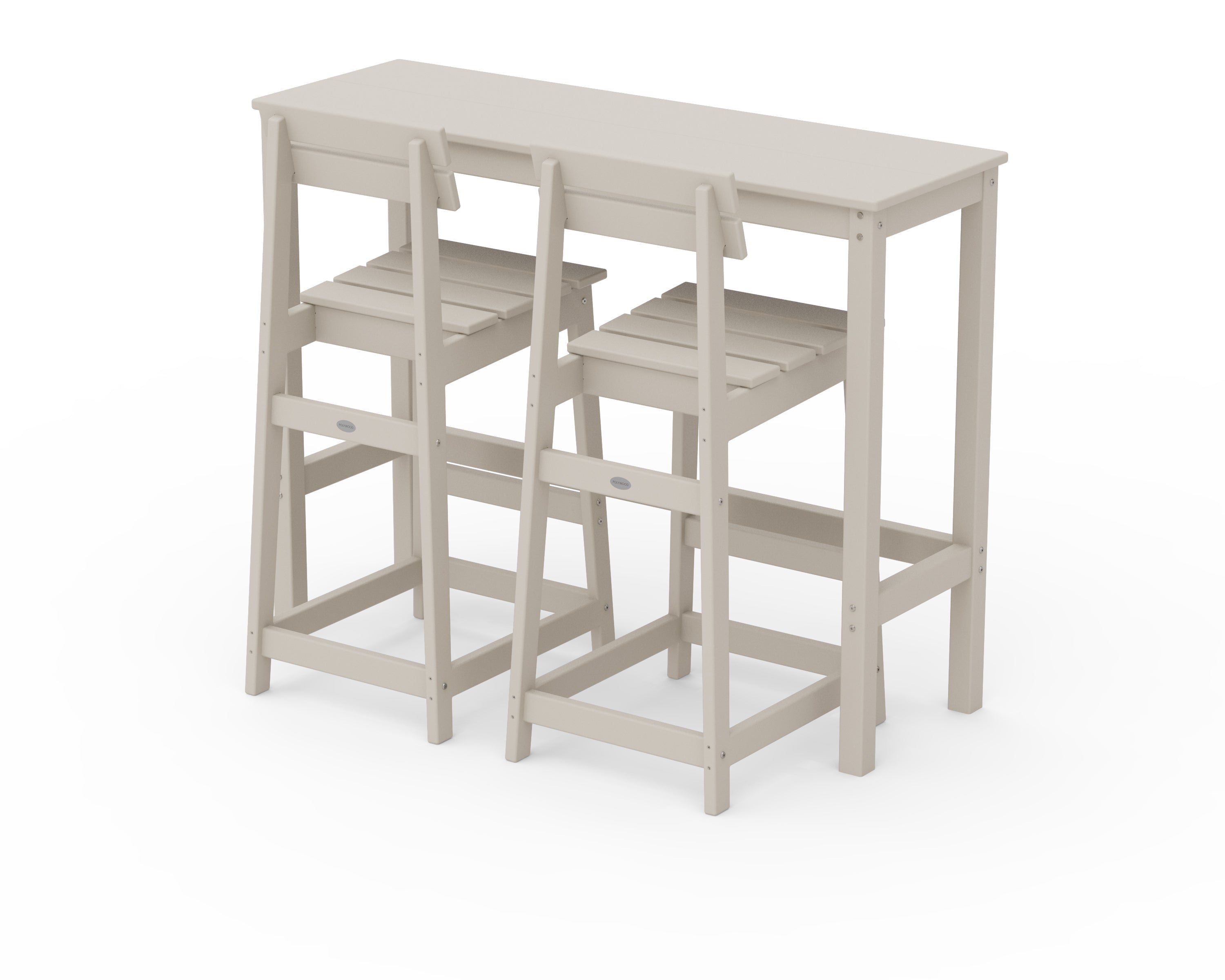 POLYWOOD Modern Studio Plaza Bar Chair 3-Piece Balcony Set in Sand