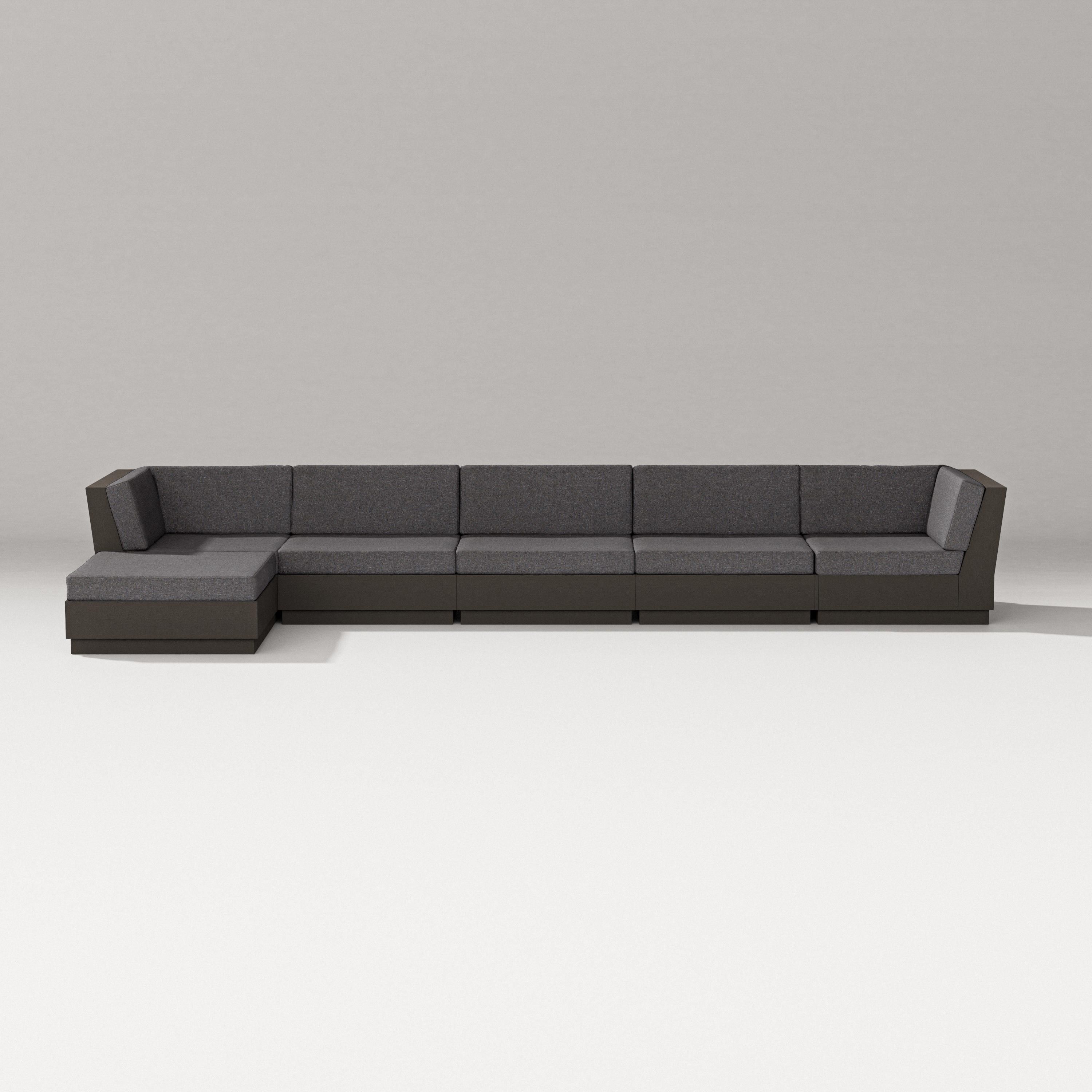 PW Designer Series Elevate 6-Piece Chaise Sectional in Vintage Coffee / Ash Charcoal