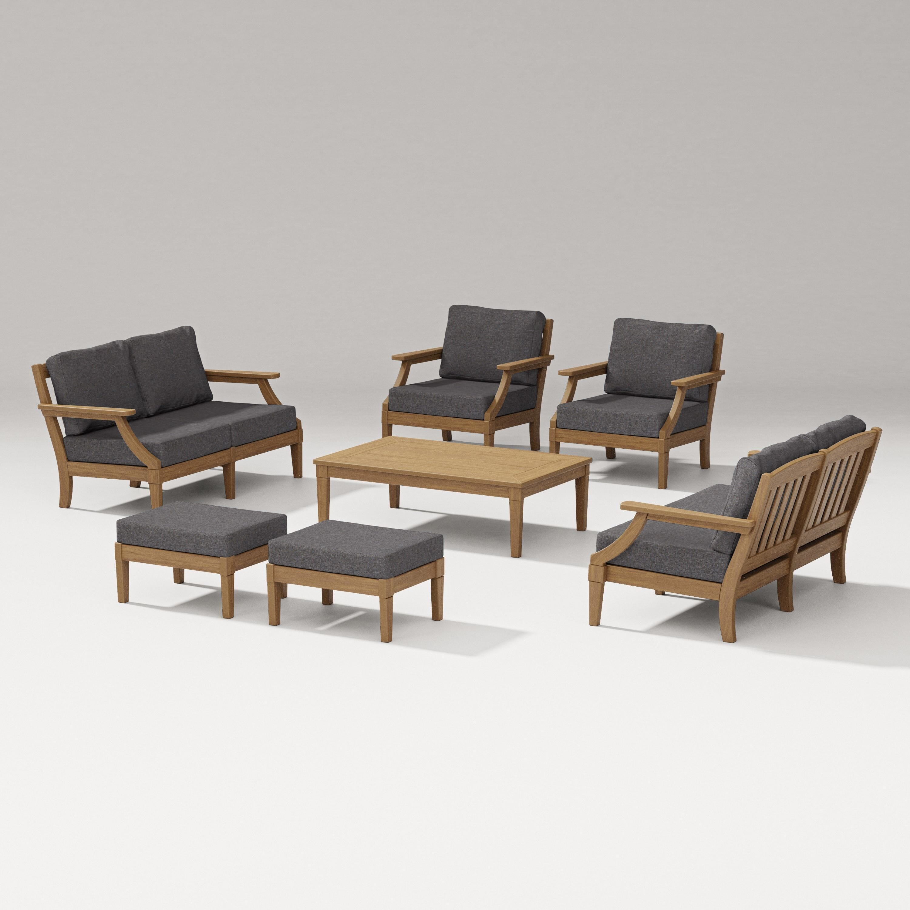 PW Designer Series Estate 7-Piece Lounge Loveseat Set in Natural / Ash Charcoal