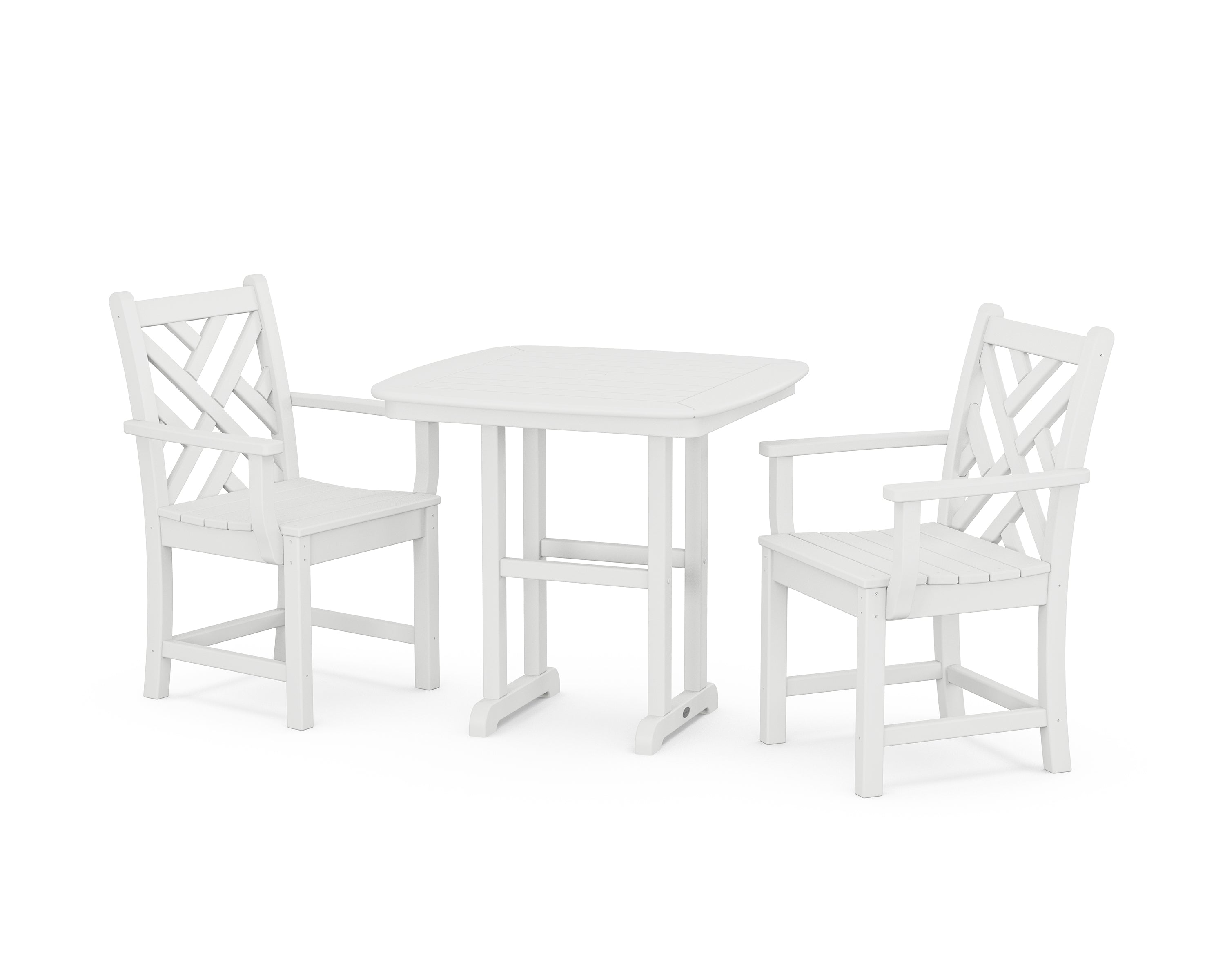 POLYWOOD® Chippendale 3-Piece Dining Set in White