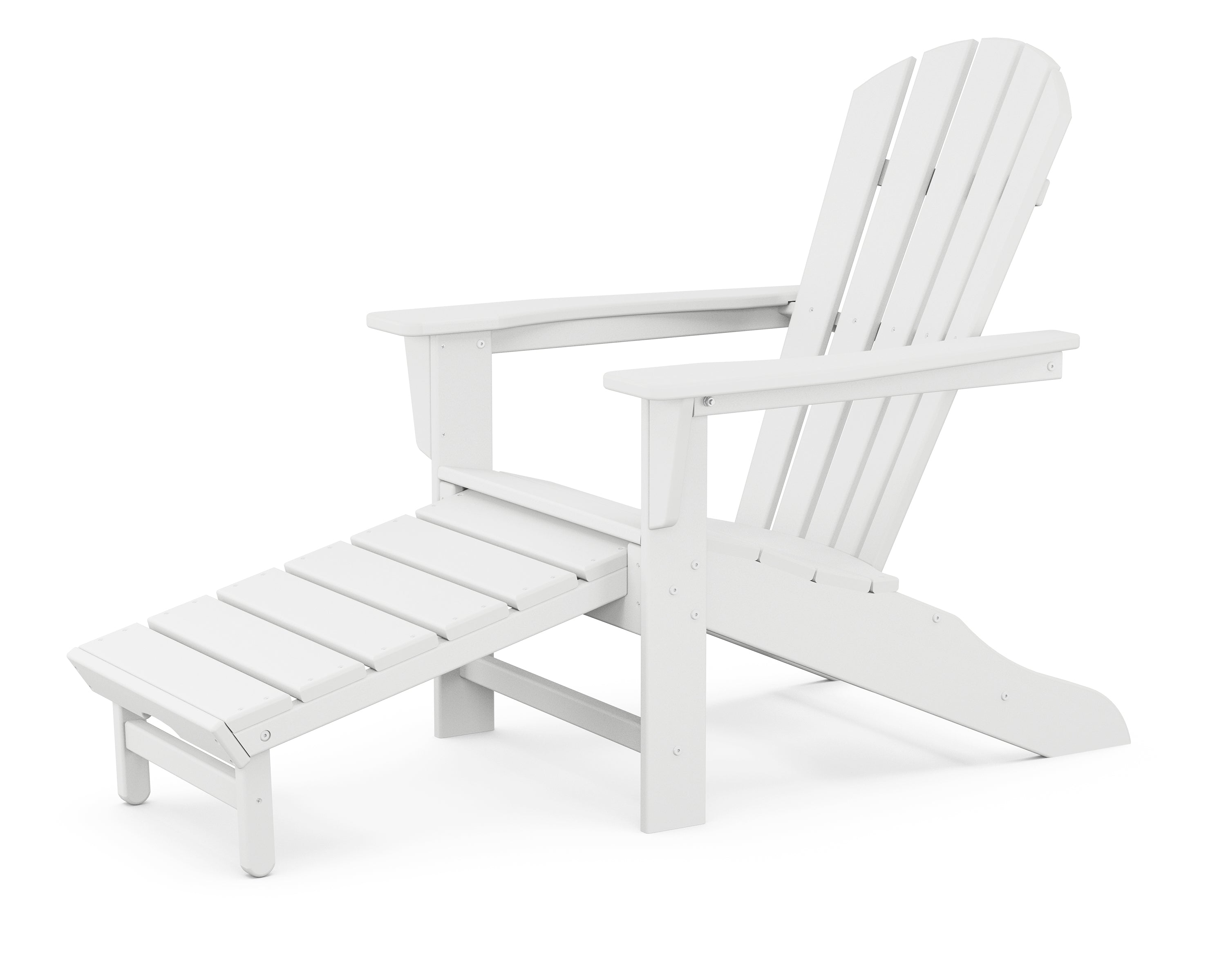 POLYWOOD Palm Coast Ultimate Adirondack with Hideaway Ottoman in White