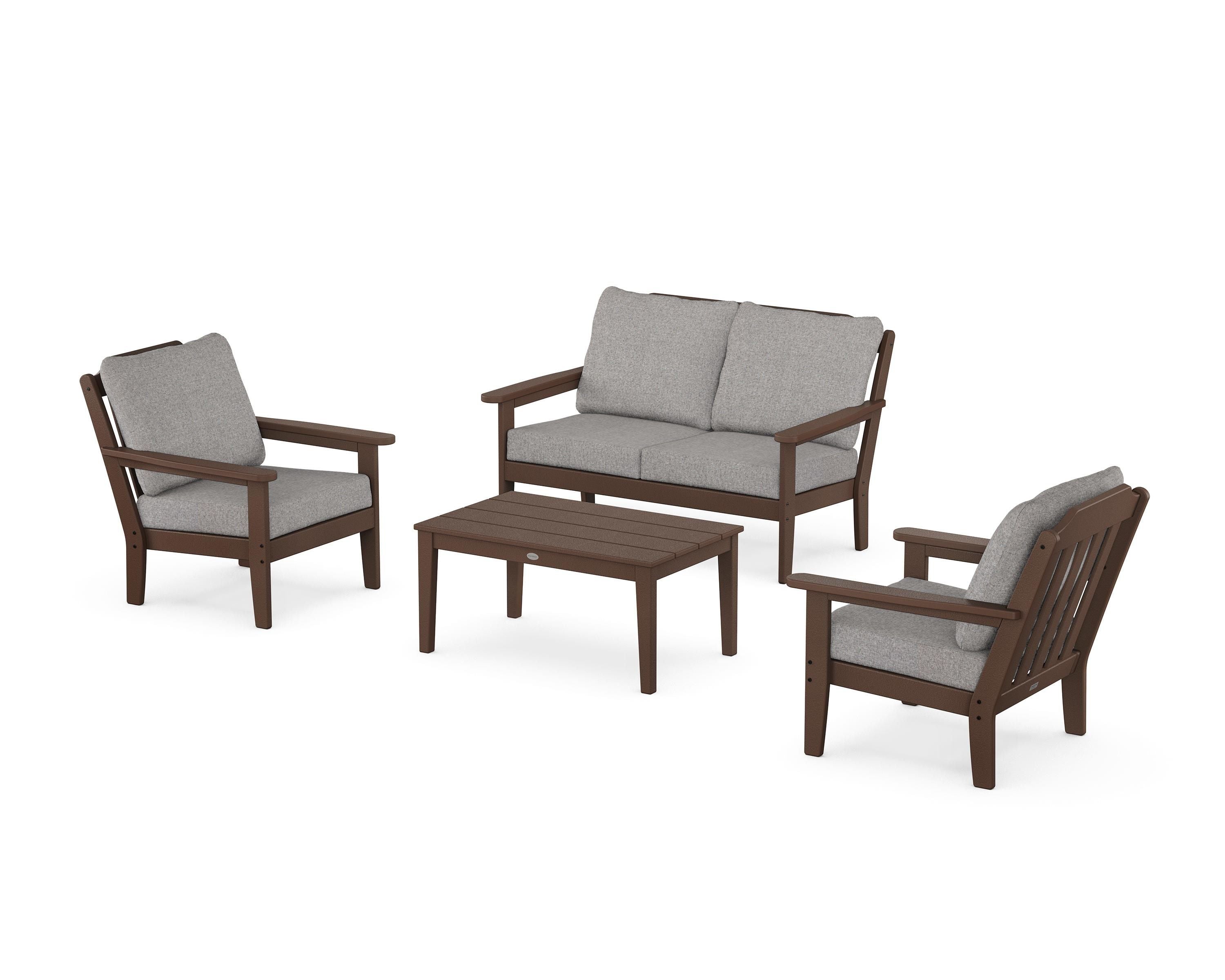 Country Living Cottage 4-Piece Deep Seating Set with Loveseat in Mahogany / Grey Mist