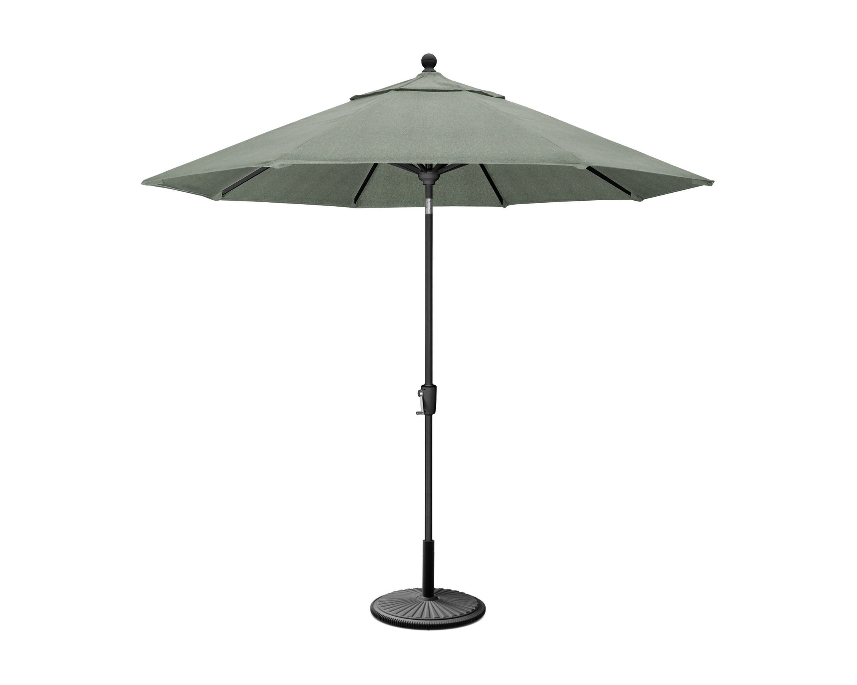 POLYWOOD 9' Tilt Market Umbrella & Base in Black / Cast Sage