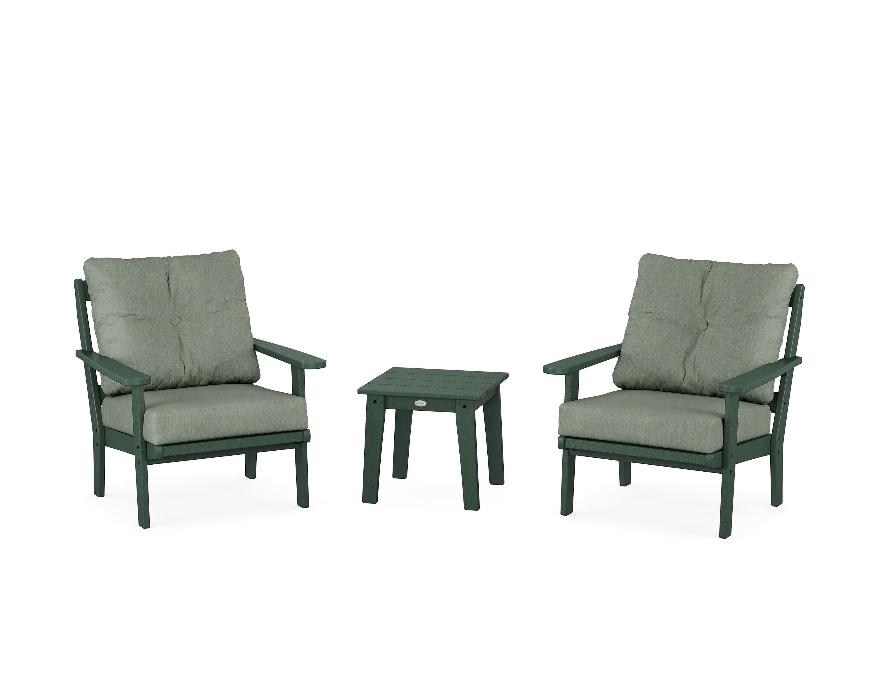 POLYWOOD Mission 3-Piece Deep Seating Set in Green / Cast Sage