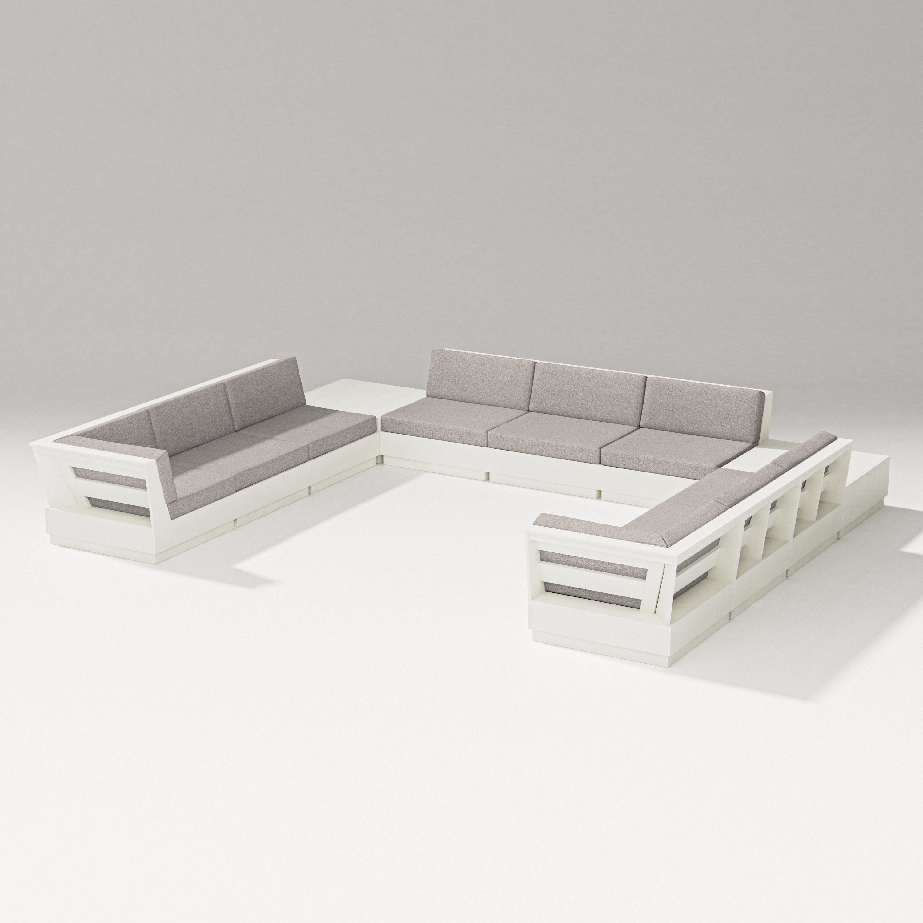 PW Designer Series Elevate 11-Piece U-Shaped Sofa Sectional in Vintage White / Weathered Tweed