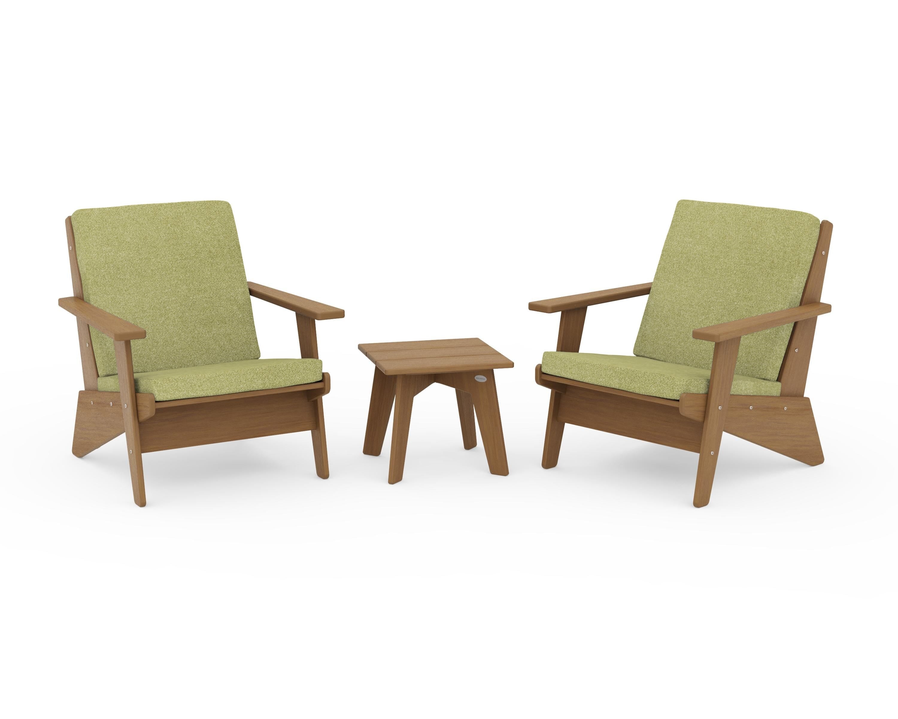 POLYWOOD Riviera Modern Lounge 3-Piece Set in Natural / Chartreuse Boucle