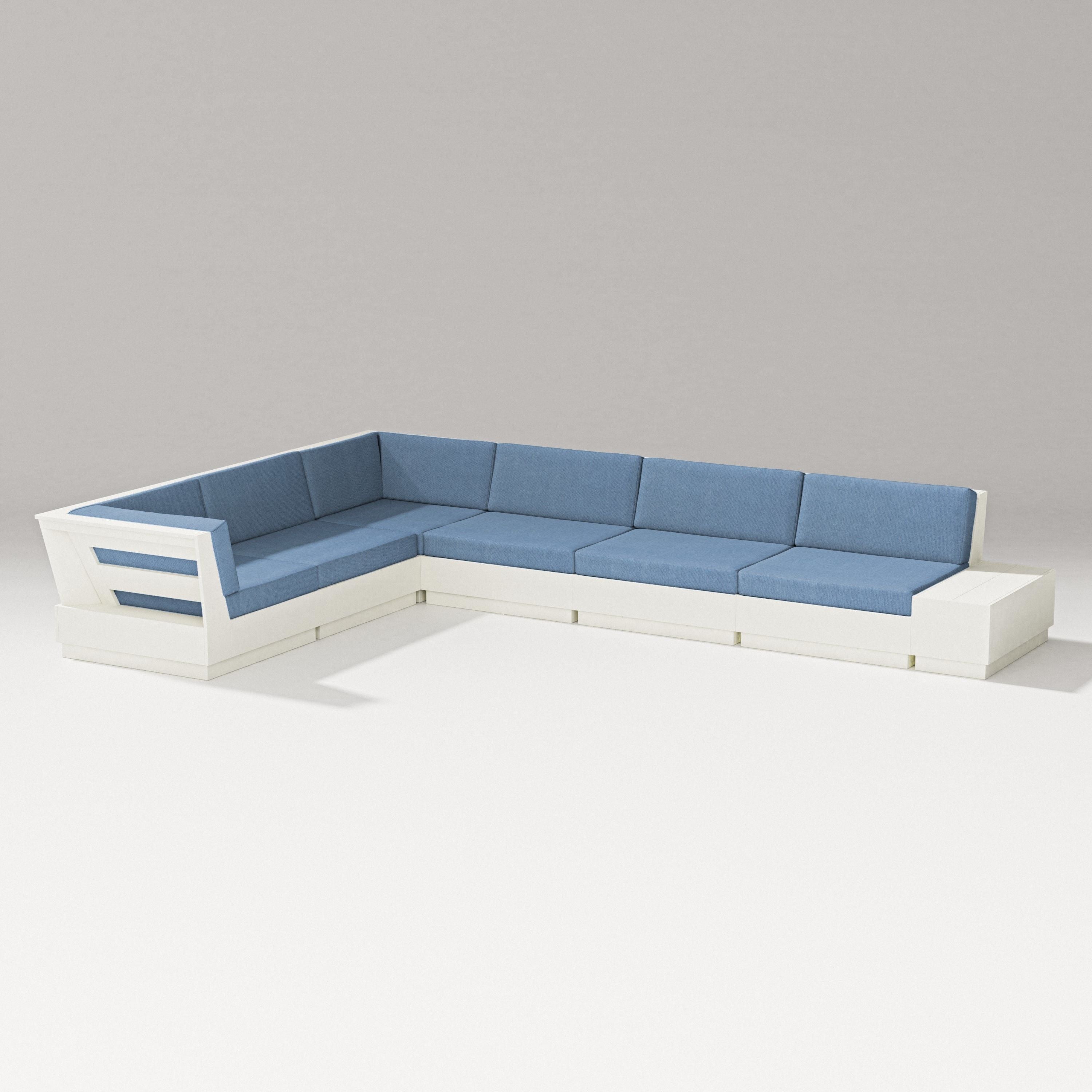 PW Designer Series Elevate 7-Piece Corner Sectional in Vintage White / Sky Blue