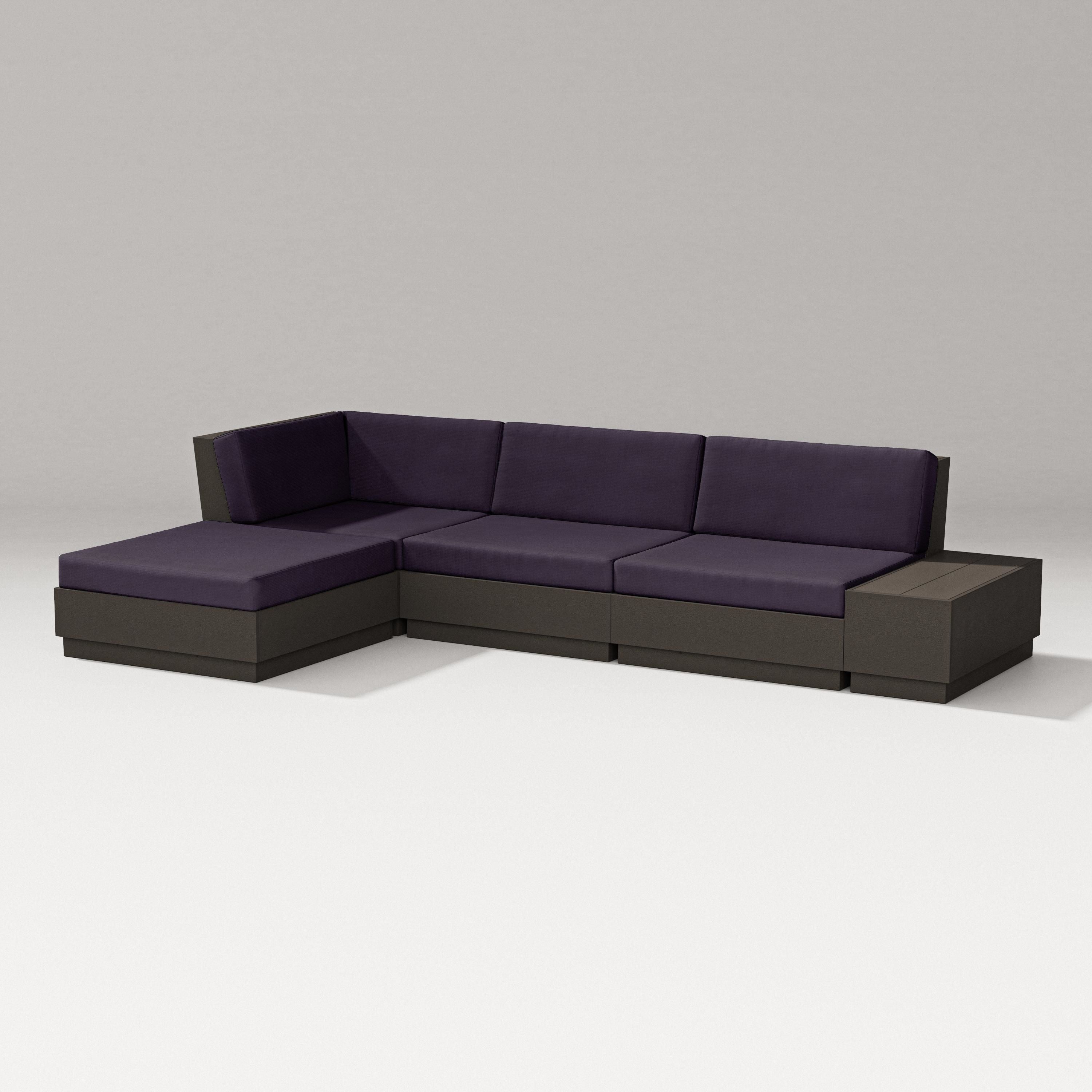 PW Designer Series Elevate Chaise Sectional in Vintage Coffee / Navy Linen
