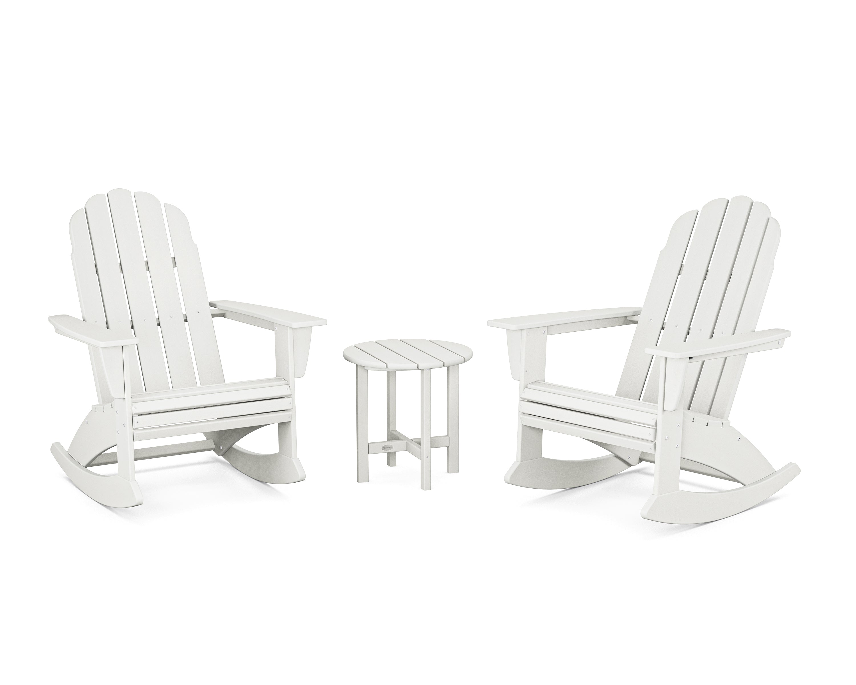 POLYWOOD® Vineyard Curveback 3-Piece Adirondack Rocking Chair Set in Vintage White