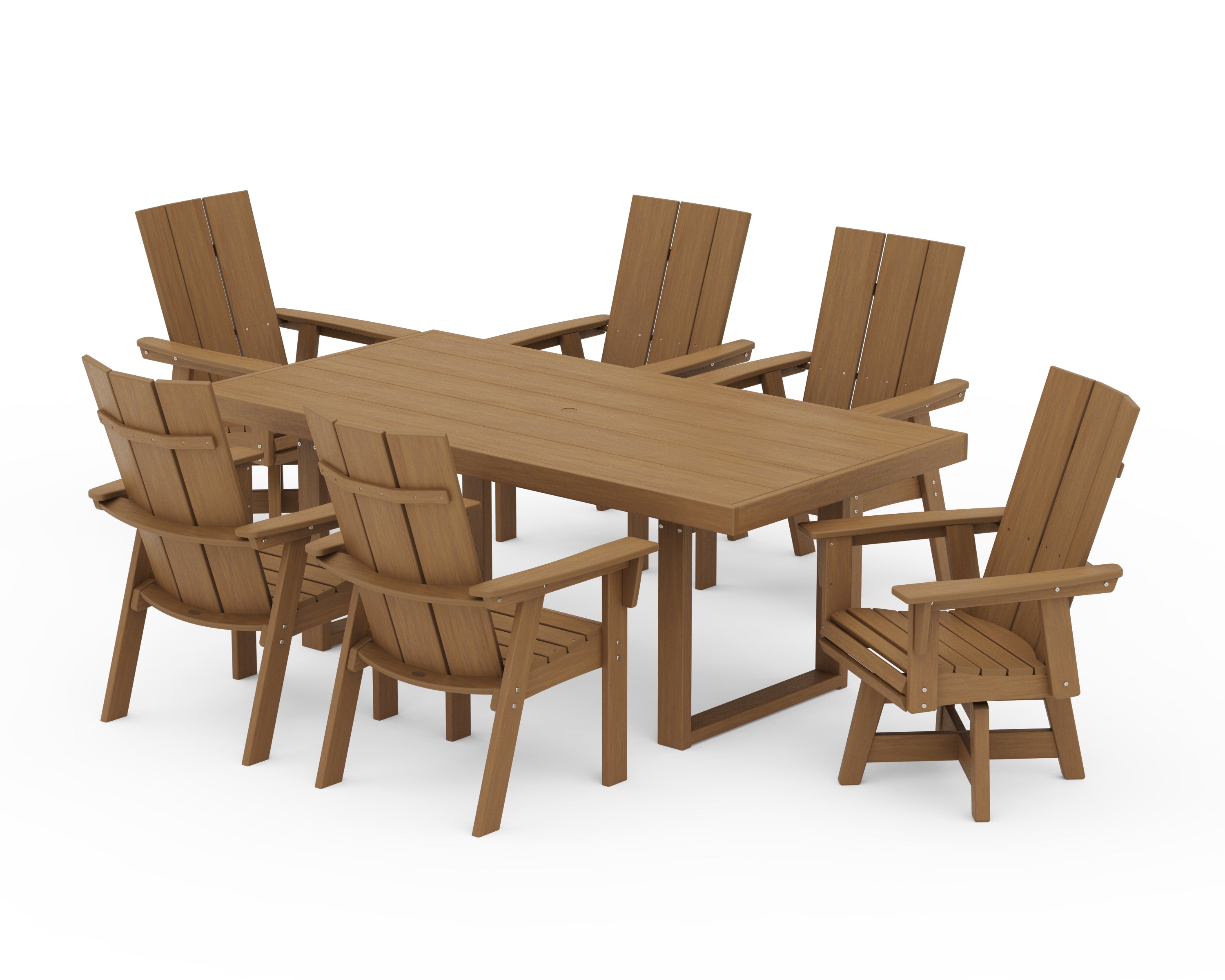 POLYWOOD Modern Adirondack 7-Piece Dining Set in Natural