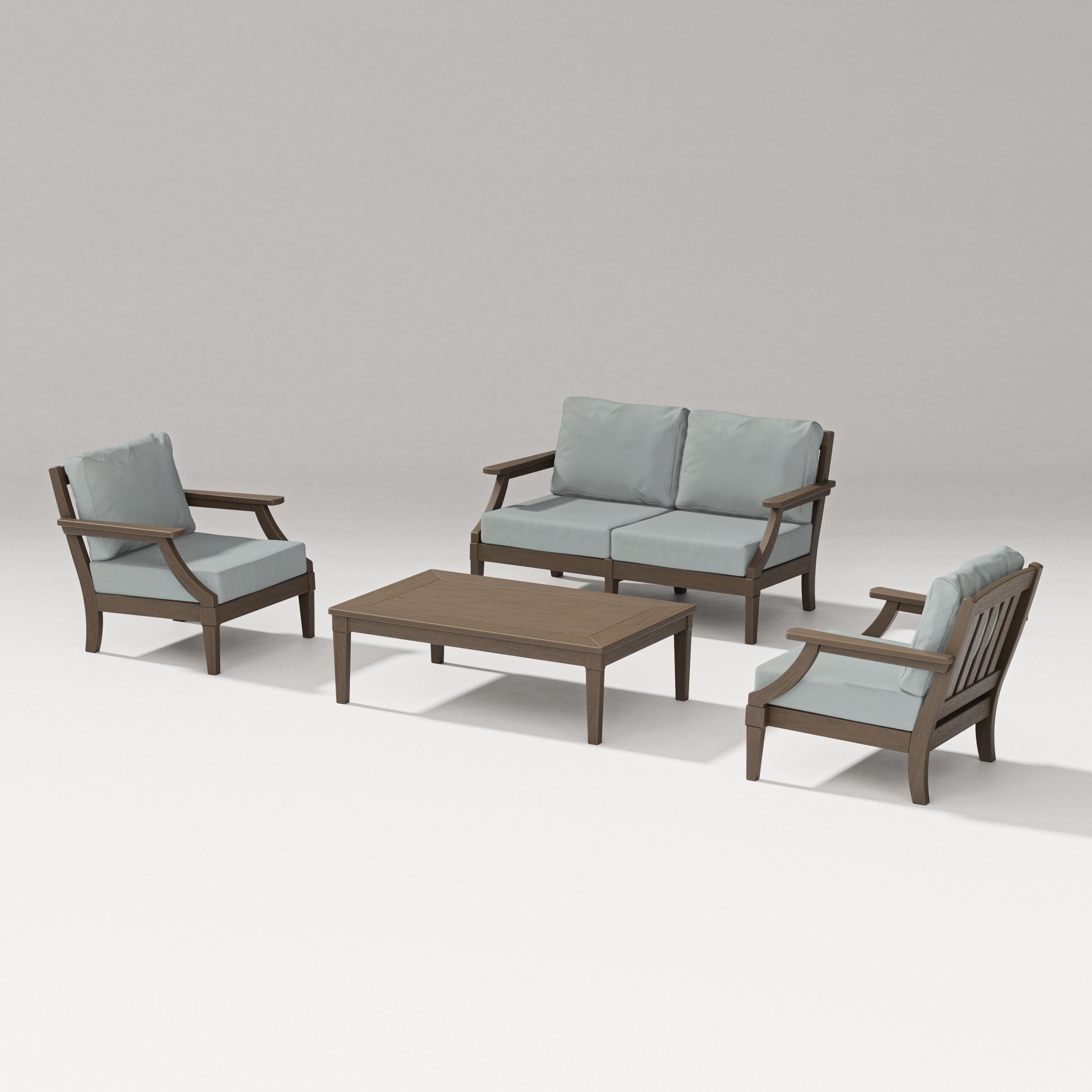PW Designer Series Estate Lounge 4-Piece Loveseat Set in Kona / Spa