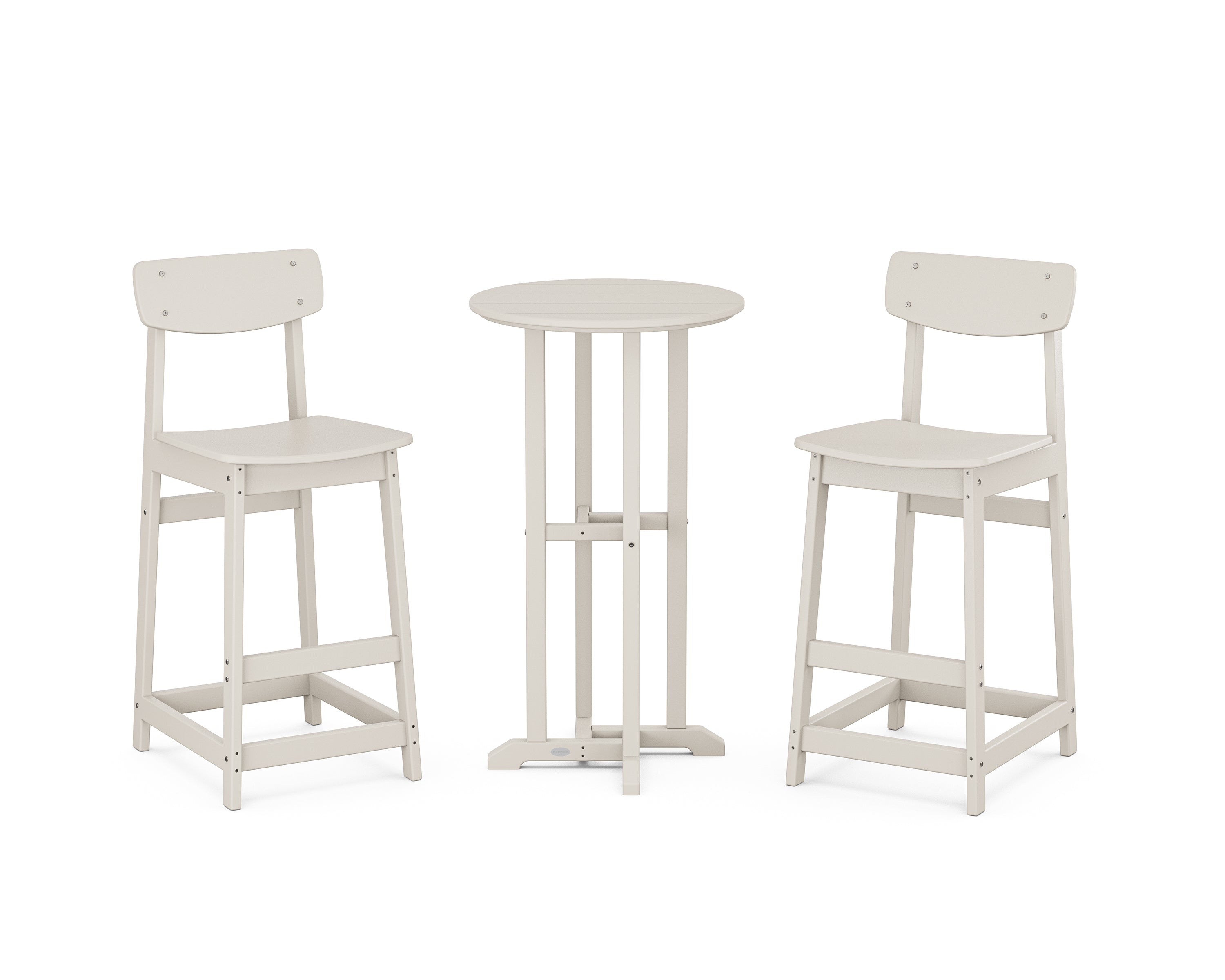 POLYWOOD Modern Studio Urban Bar Chair 3-Piece Bistro Set in Sand