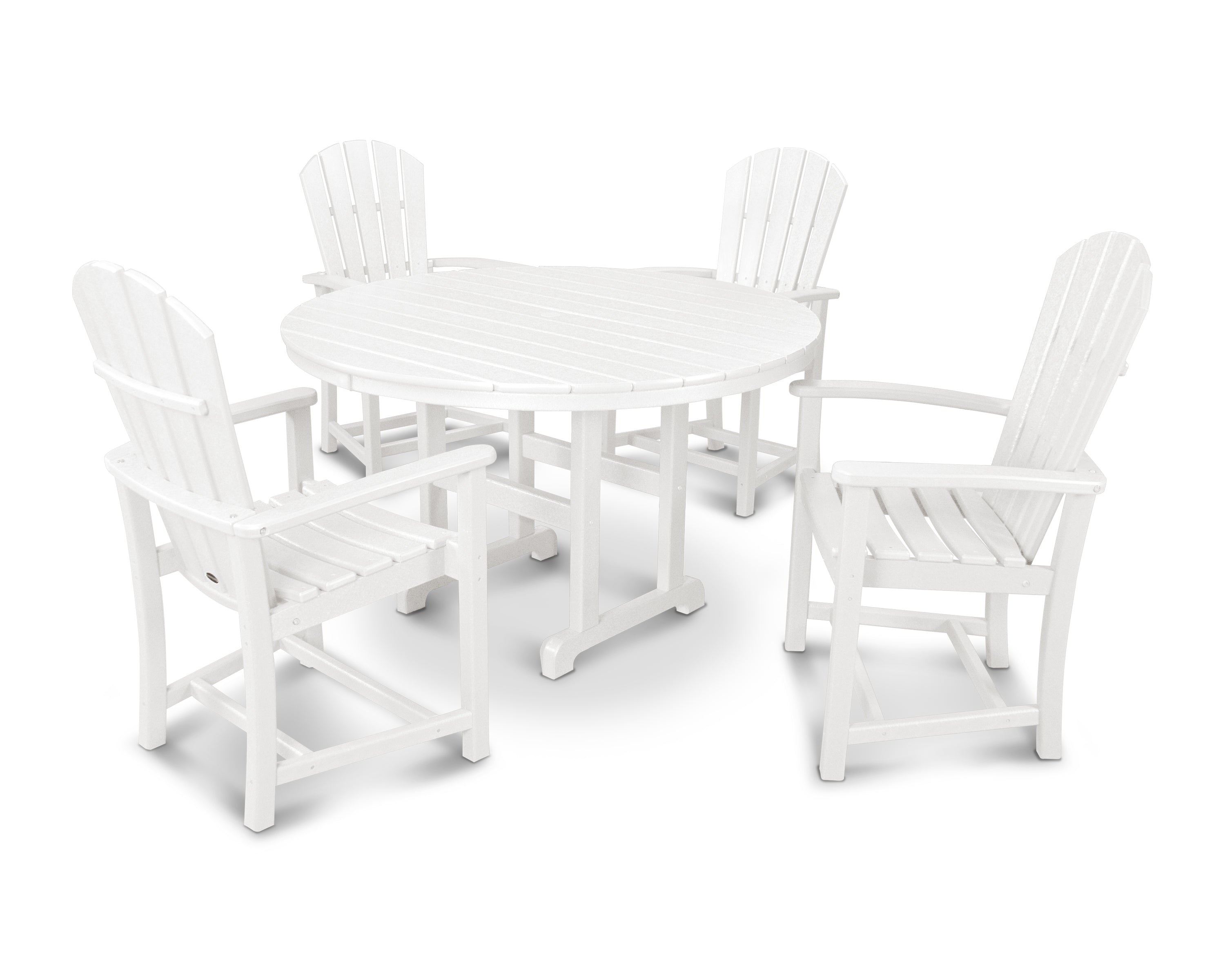 POLYWOOD® Palm Coast 5-Piece Round Farmhouse Dining Set in White