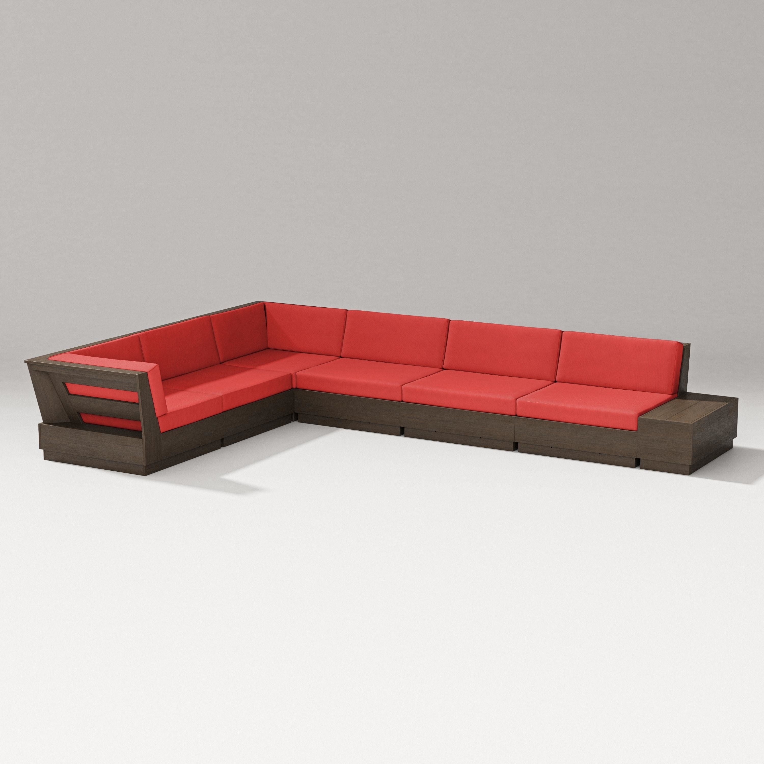 PW Designer Series Elevate 7-Piece Corner Sectional in Kona / Crimson Linen