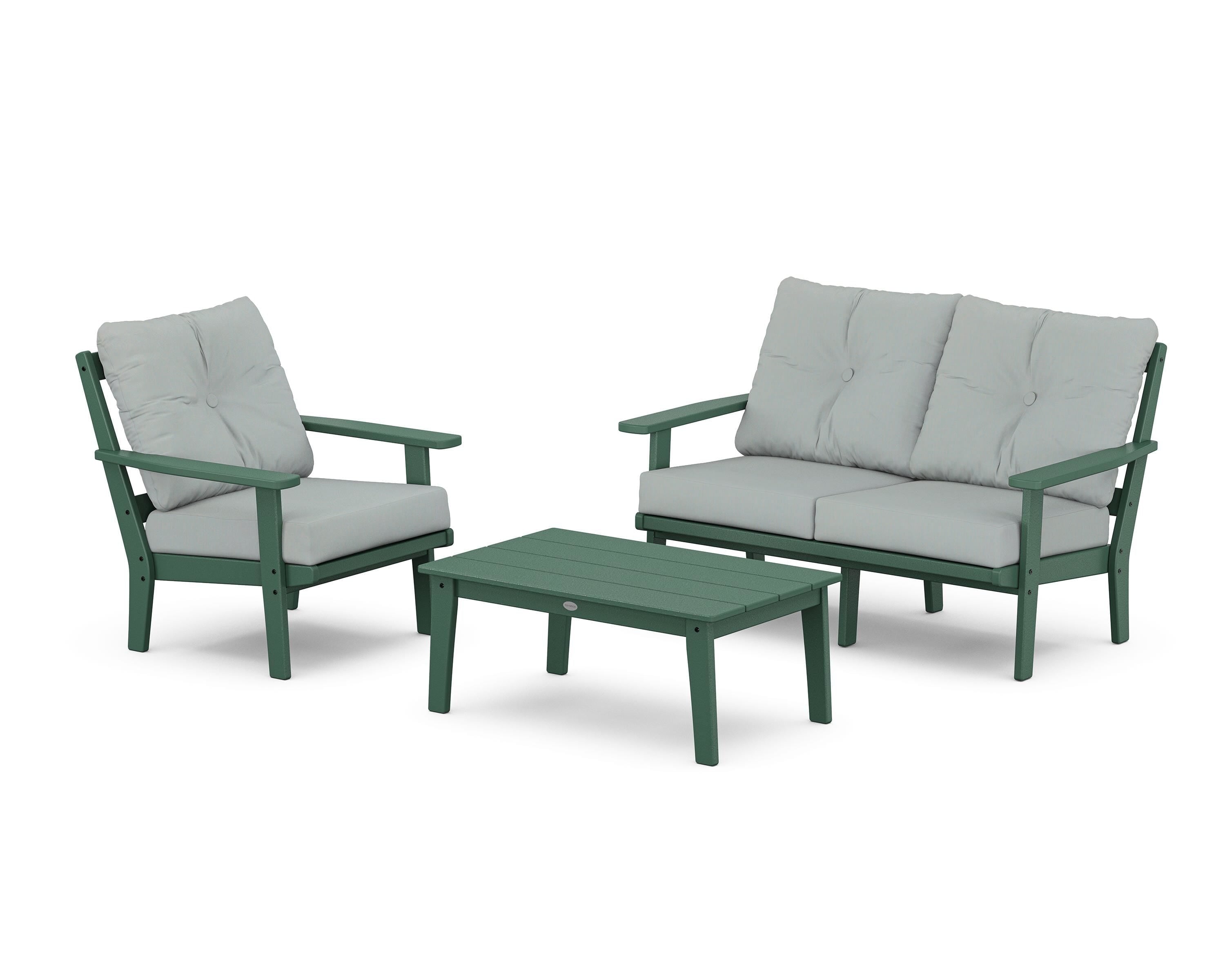 POLYWOOD Prairie 3-Piece Deep Seating Set with Loveseat in Green / Spa