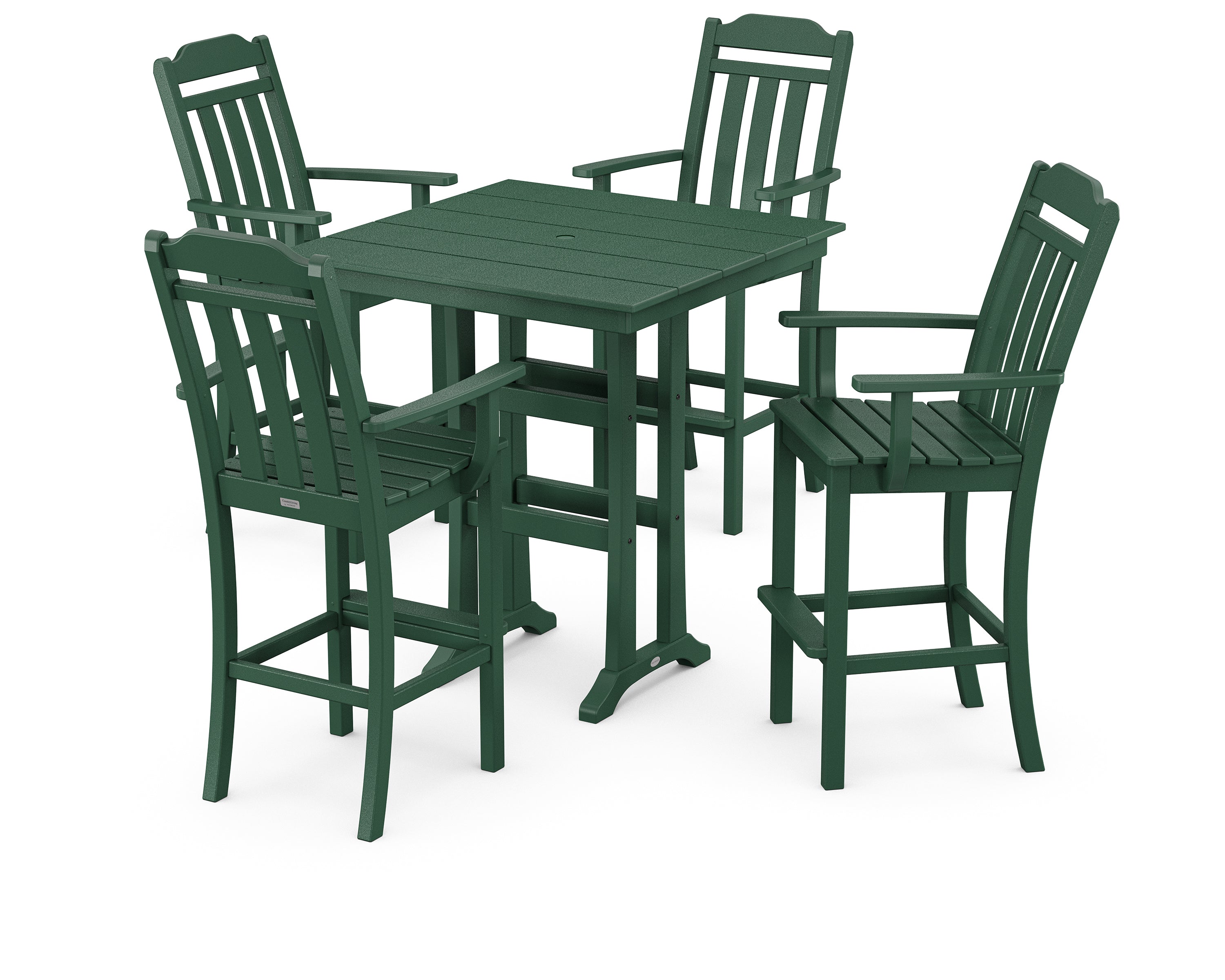 Country Living Cottage 5-Piece Farmhouse Bar Set with Trestle Legs in Green