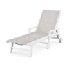 POLYWOOD Coastal Chaise with Wheels in White / Parchment Sling
