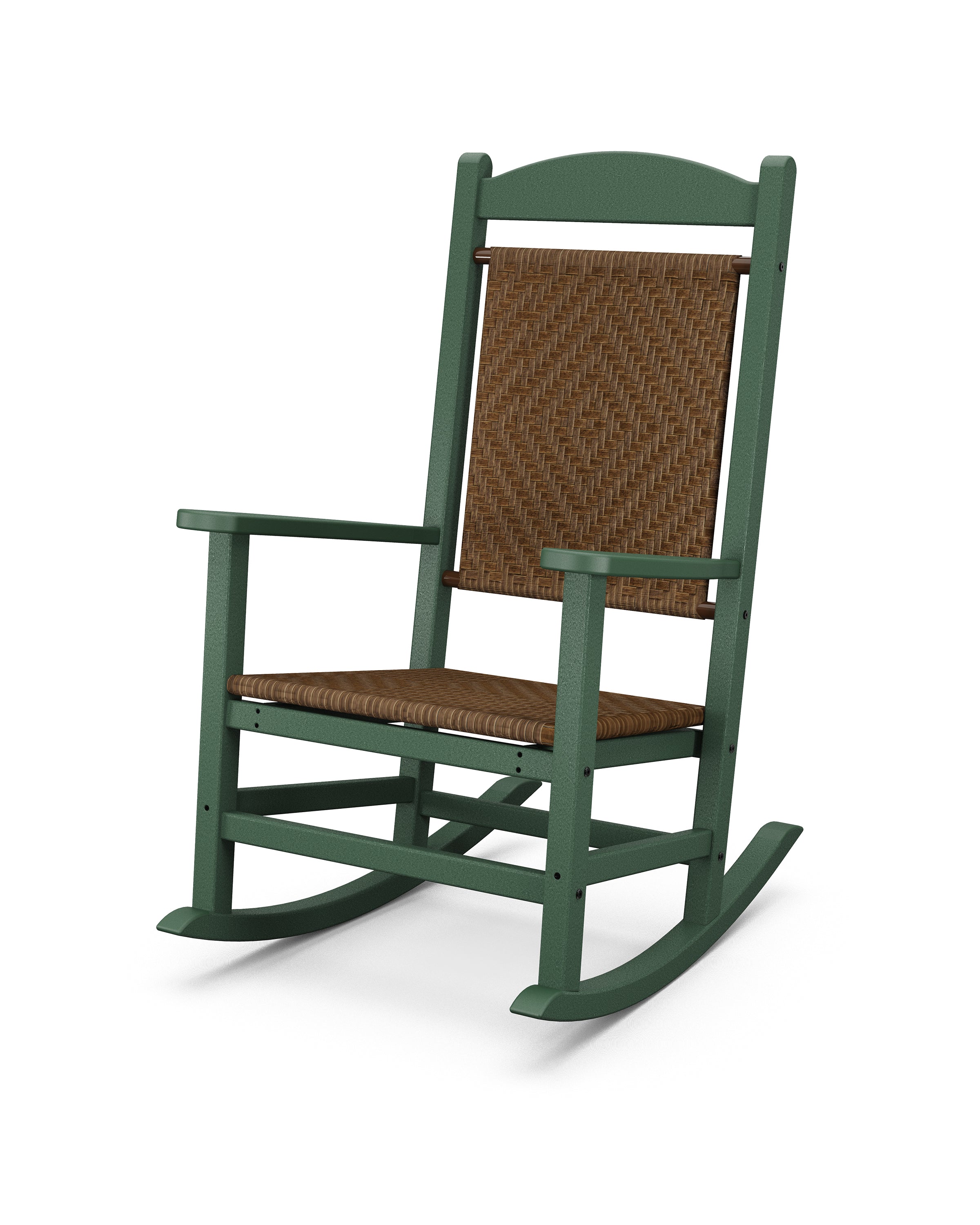 POLYWOOD® Presidential Woven Rocking Chair in Green / Tigerwood