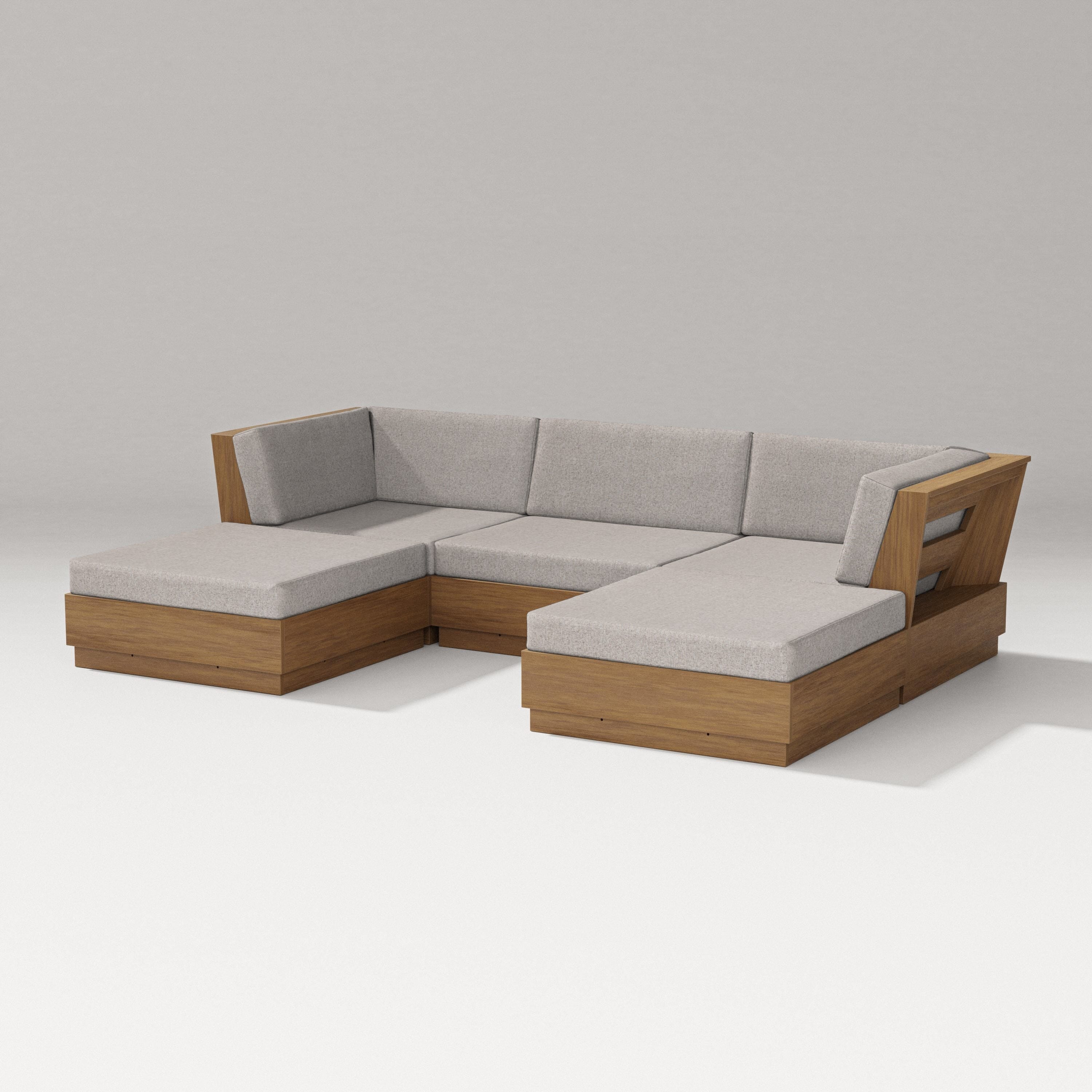PW Designer Series Elevate Double Chaise Sectional in Natural / Weathered Tweed