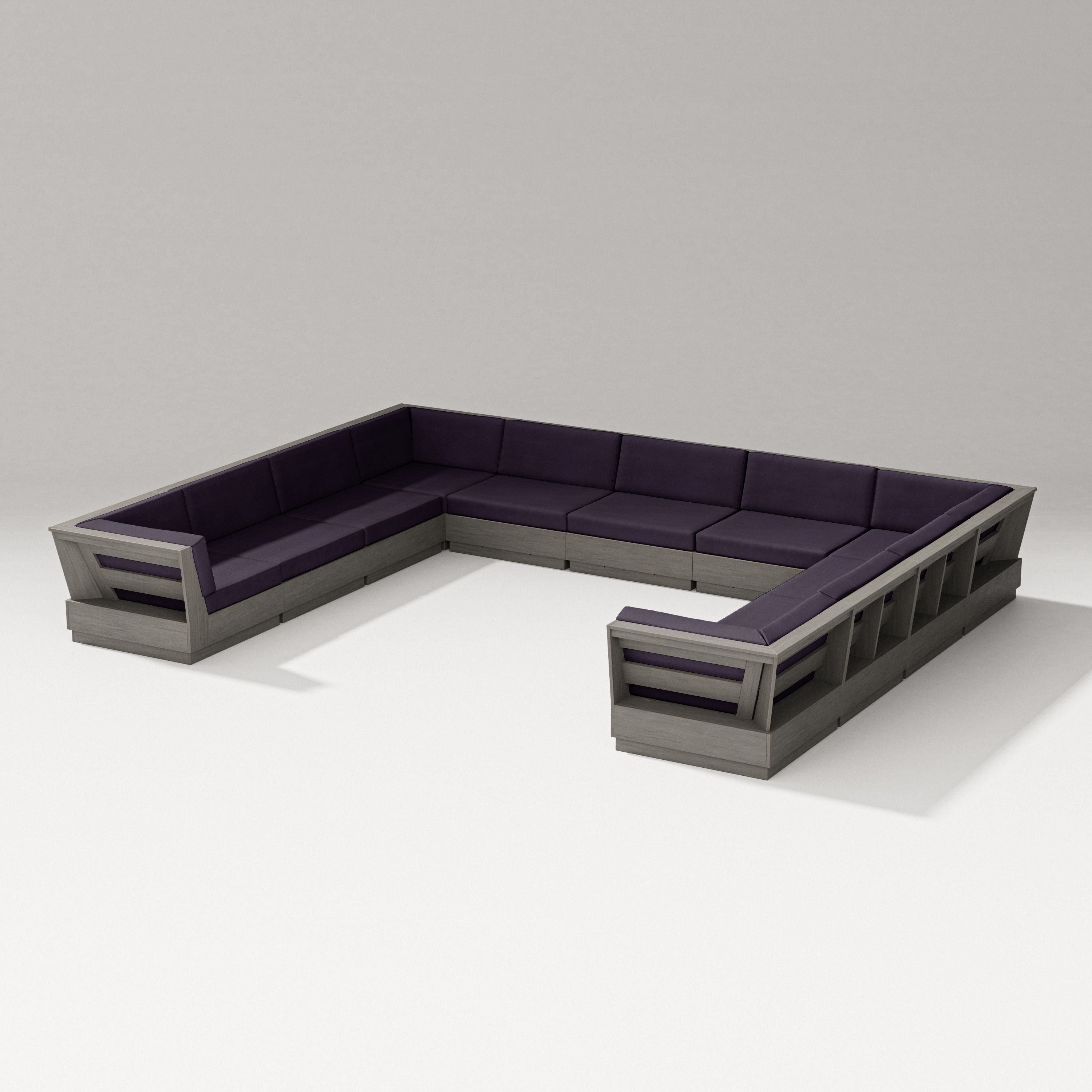 PW Designer Series Elevate Large U-Shaped Sectional in Driftwood / Navy Linen