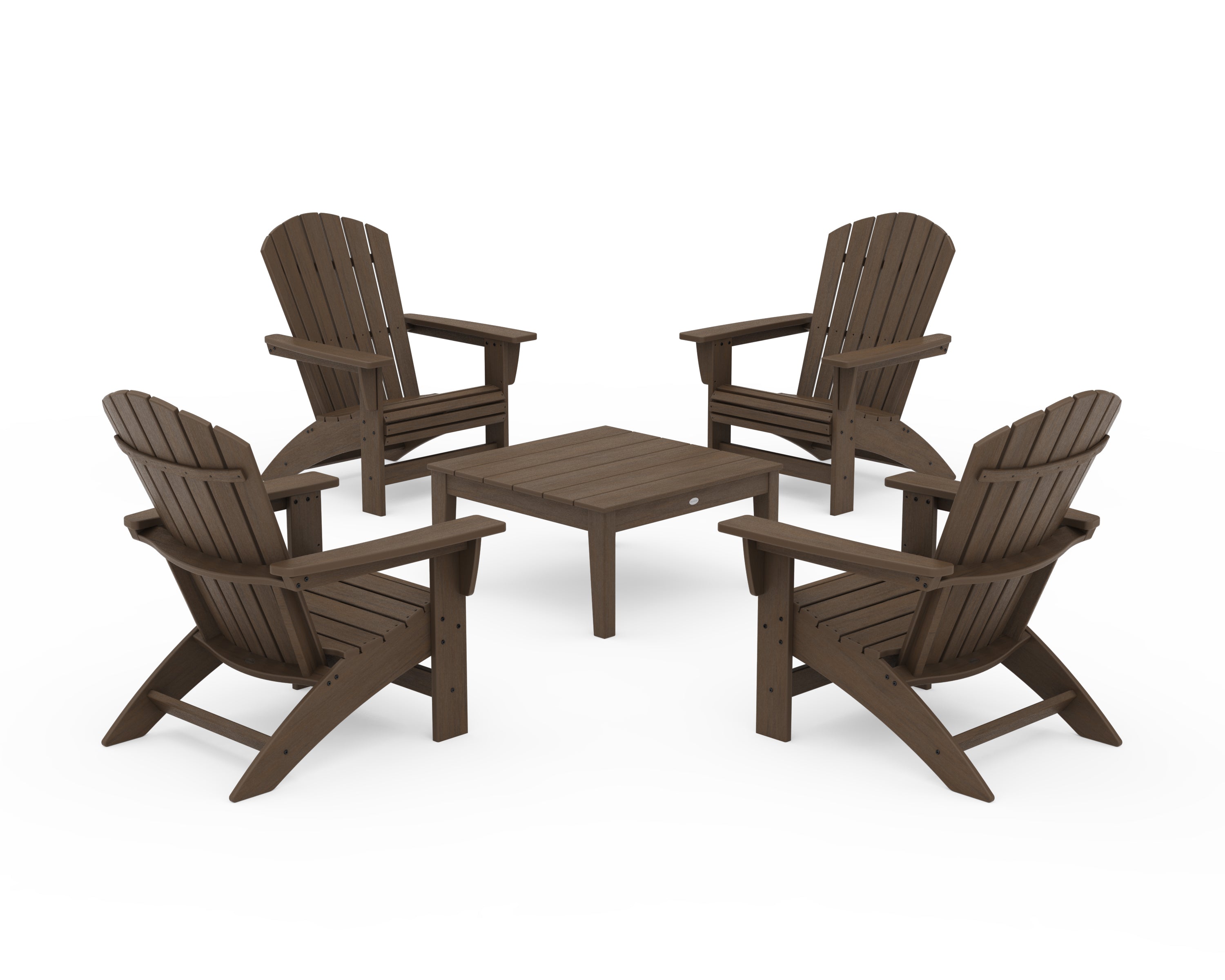 POLYWOOD 5-Piece Nautical Grand Adirondack Chair Conversation Group in Kona