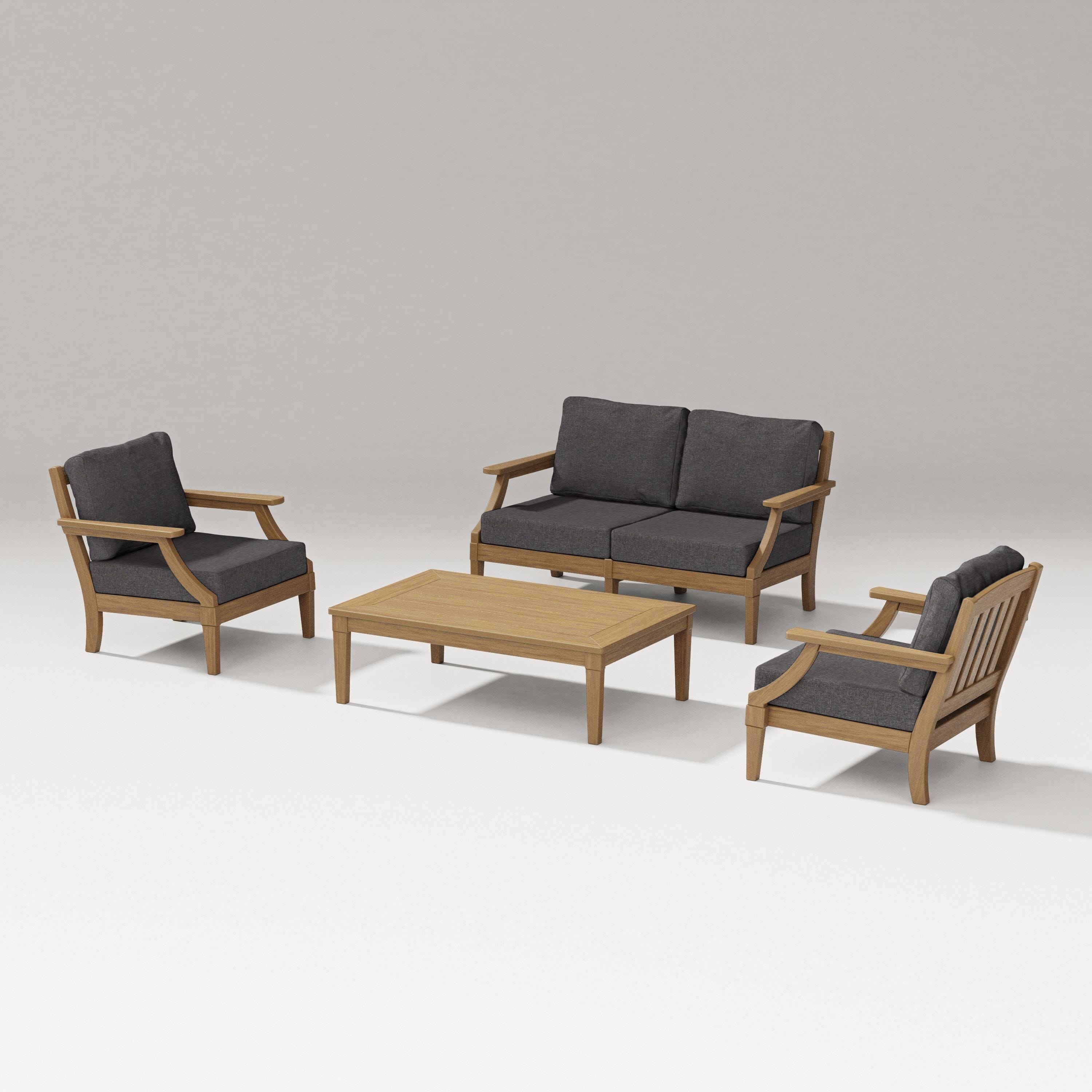 PW Designer Series Estate Lounge 4-Piece Loveseat Set in Natural / Ash Charcoal