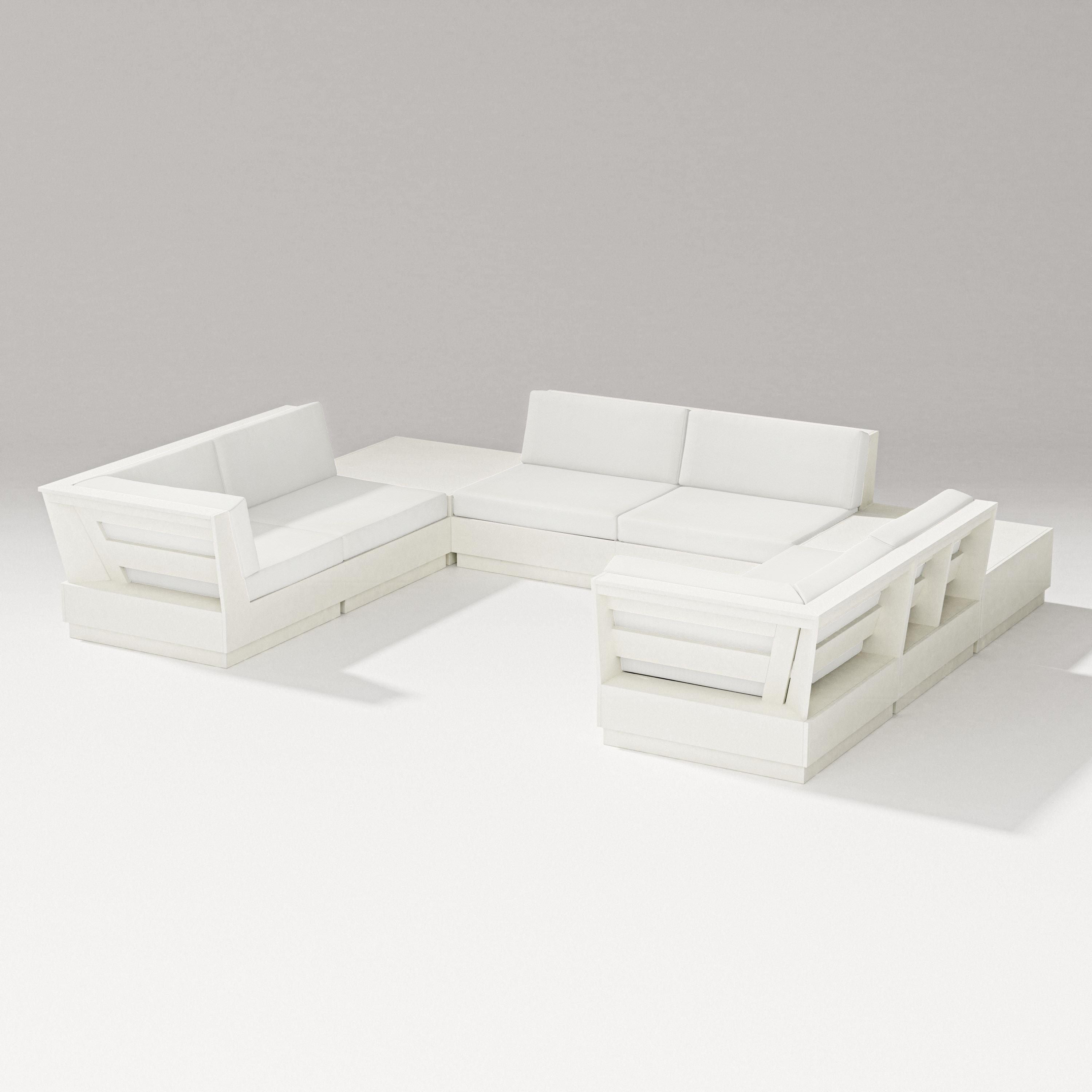 PW Designer Series Elevate 8-Piece U-Shaped Sectional in Vintage White / Natural Linen
