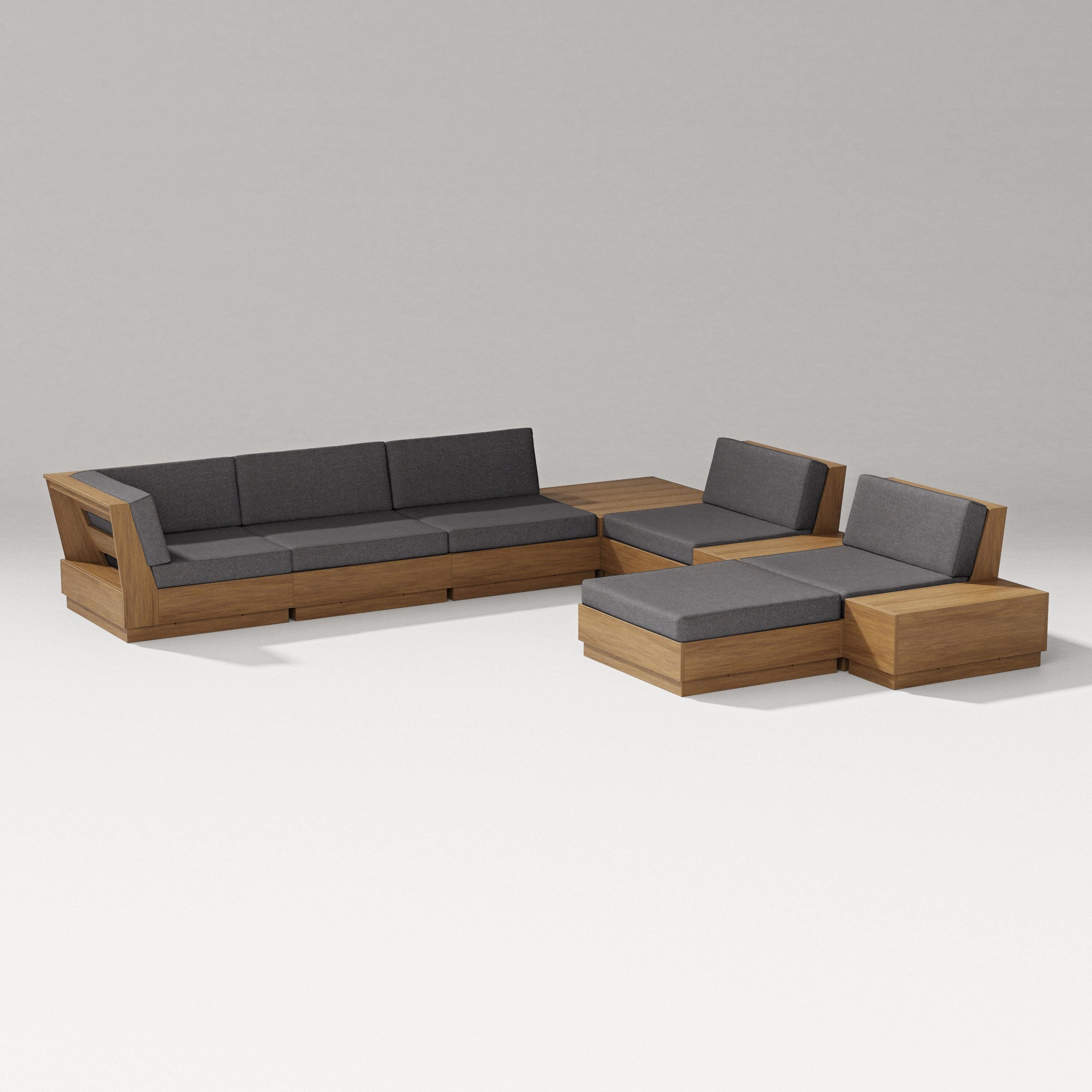 PW Designer Series Elevate 9-Piece Conversation Sectional in Natural / Ash Charcoal