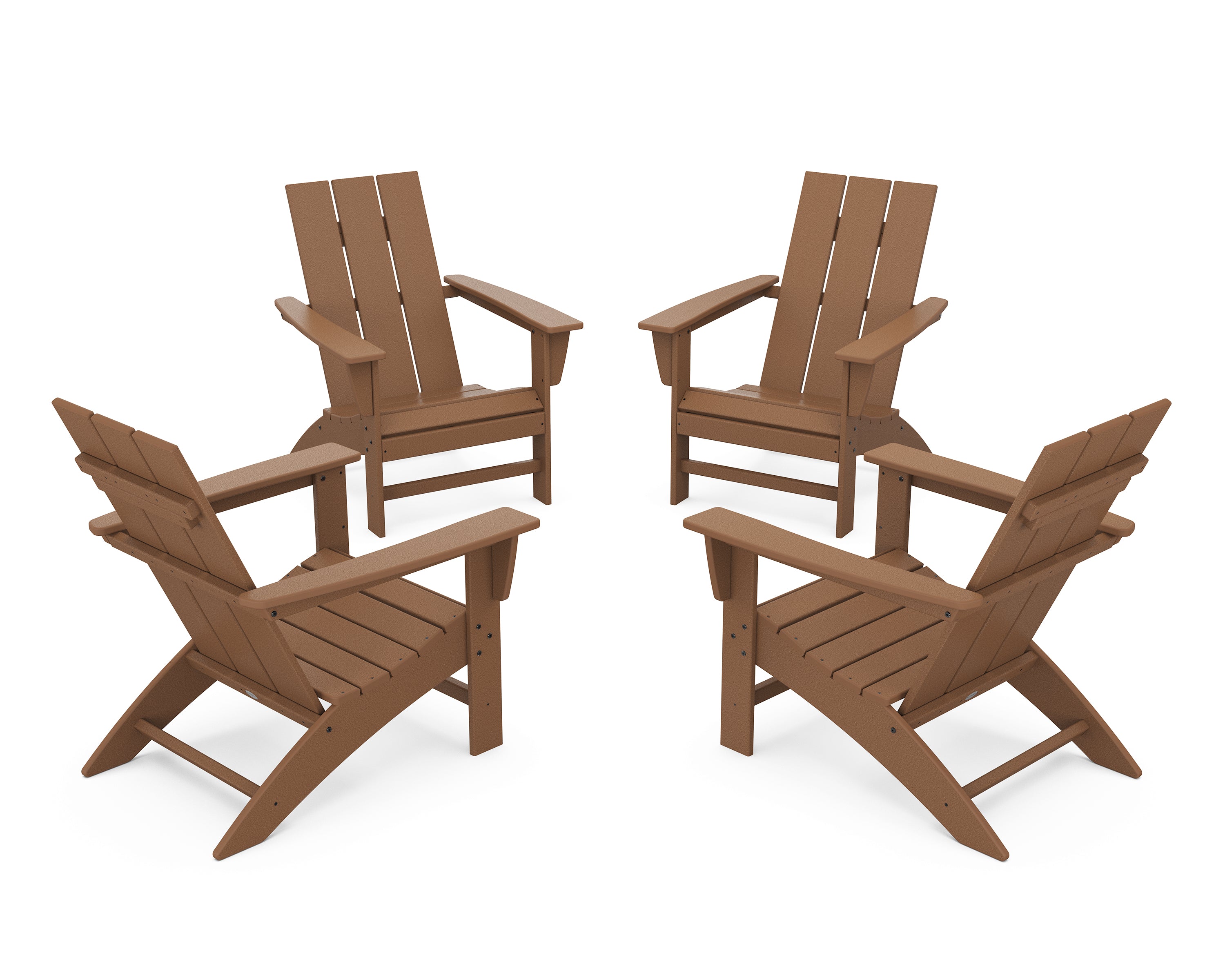POLYWOOD® 4-Piece Modern Adirondack Chair Conversation Set in Teak