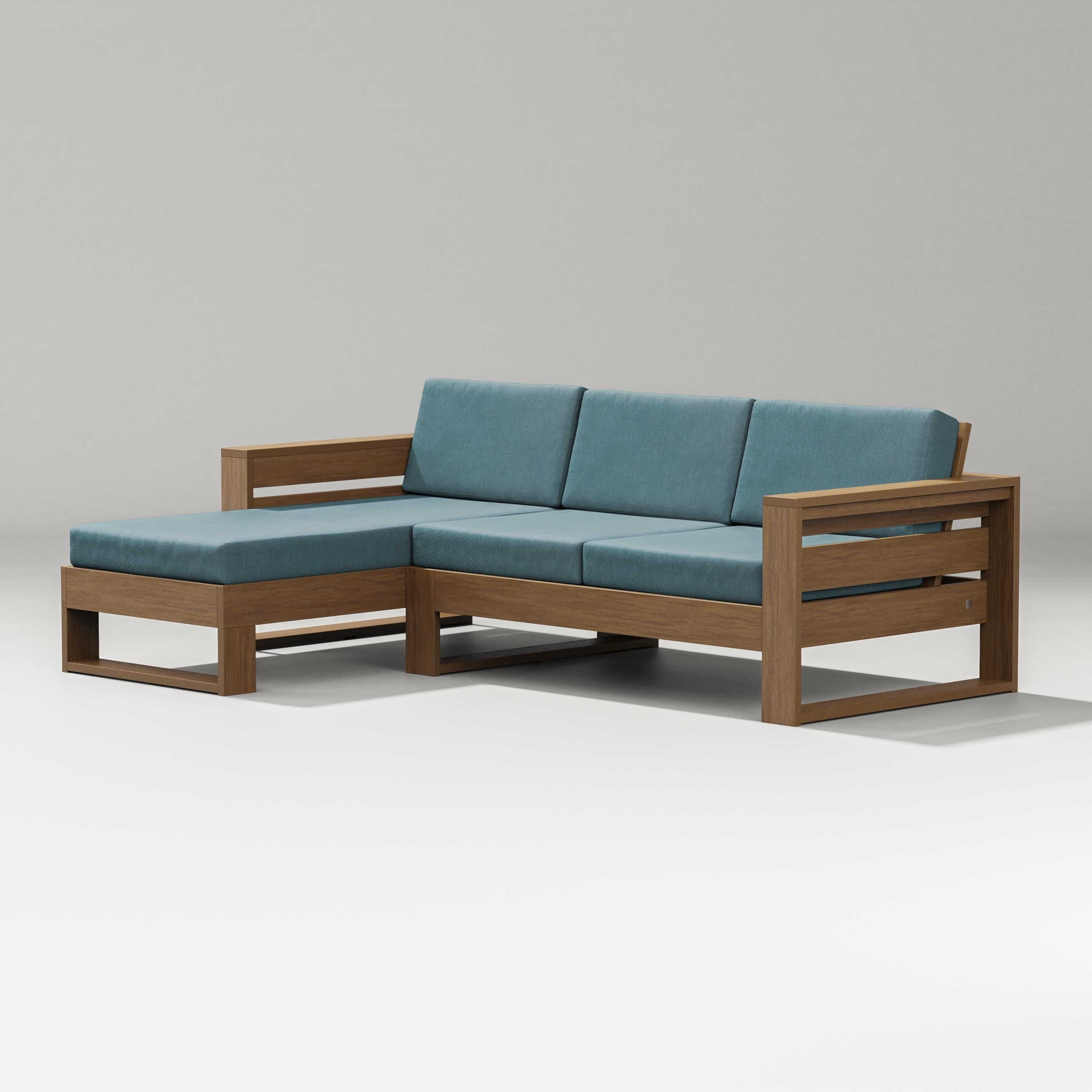 PW Designer Series Latitude Left Chaise Sectional in Natural / Ocean Teal