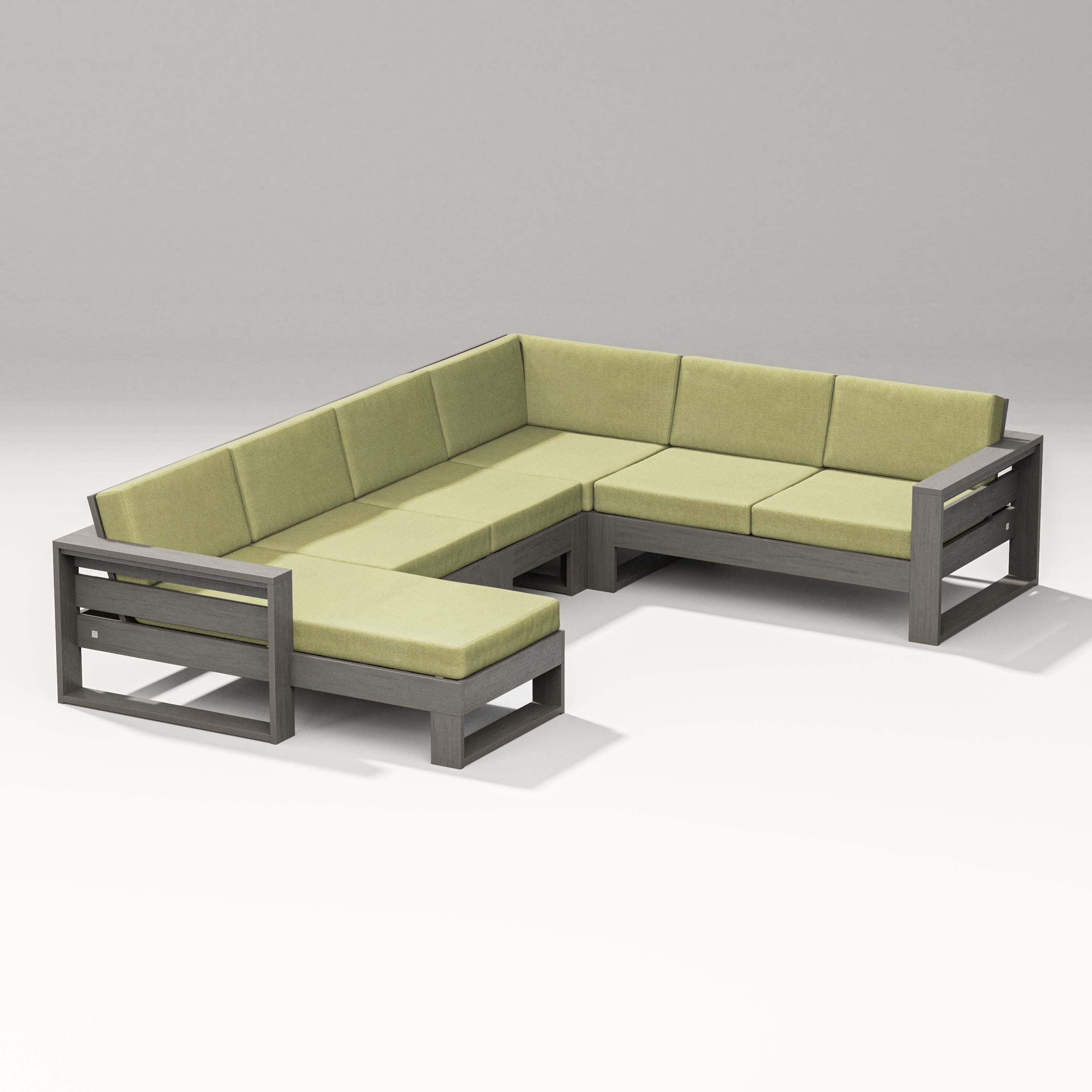 PW Designer Series Latitude Corner Sectional with Left Chaise in Driftwood / Chartreuse Boucle