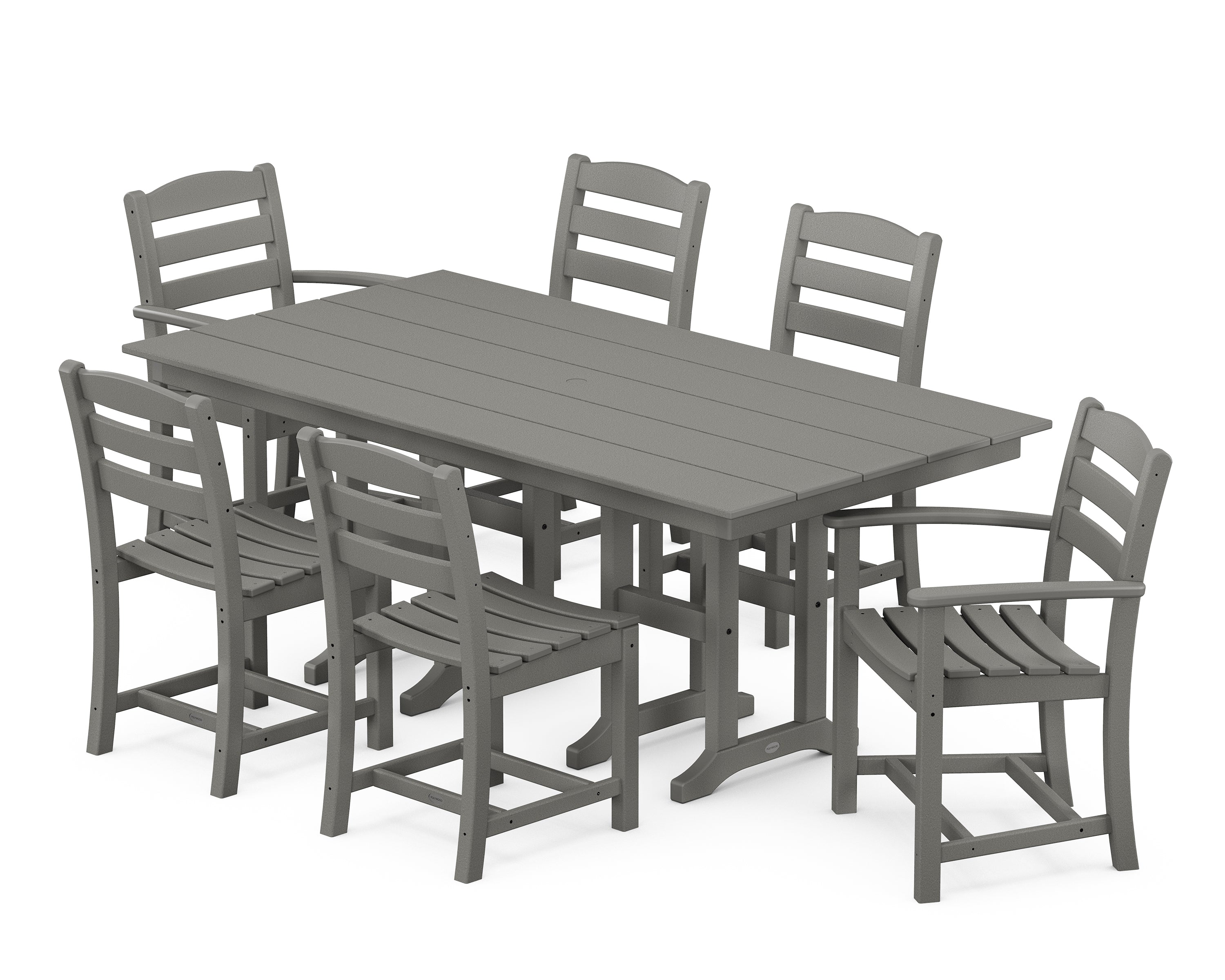 POLYWOOD La Casa Café 7-Piece Farmhouse Dining Set in Slate Grey