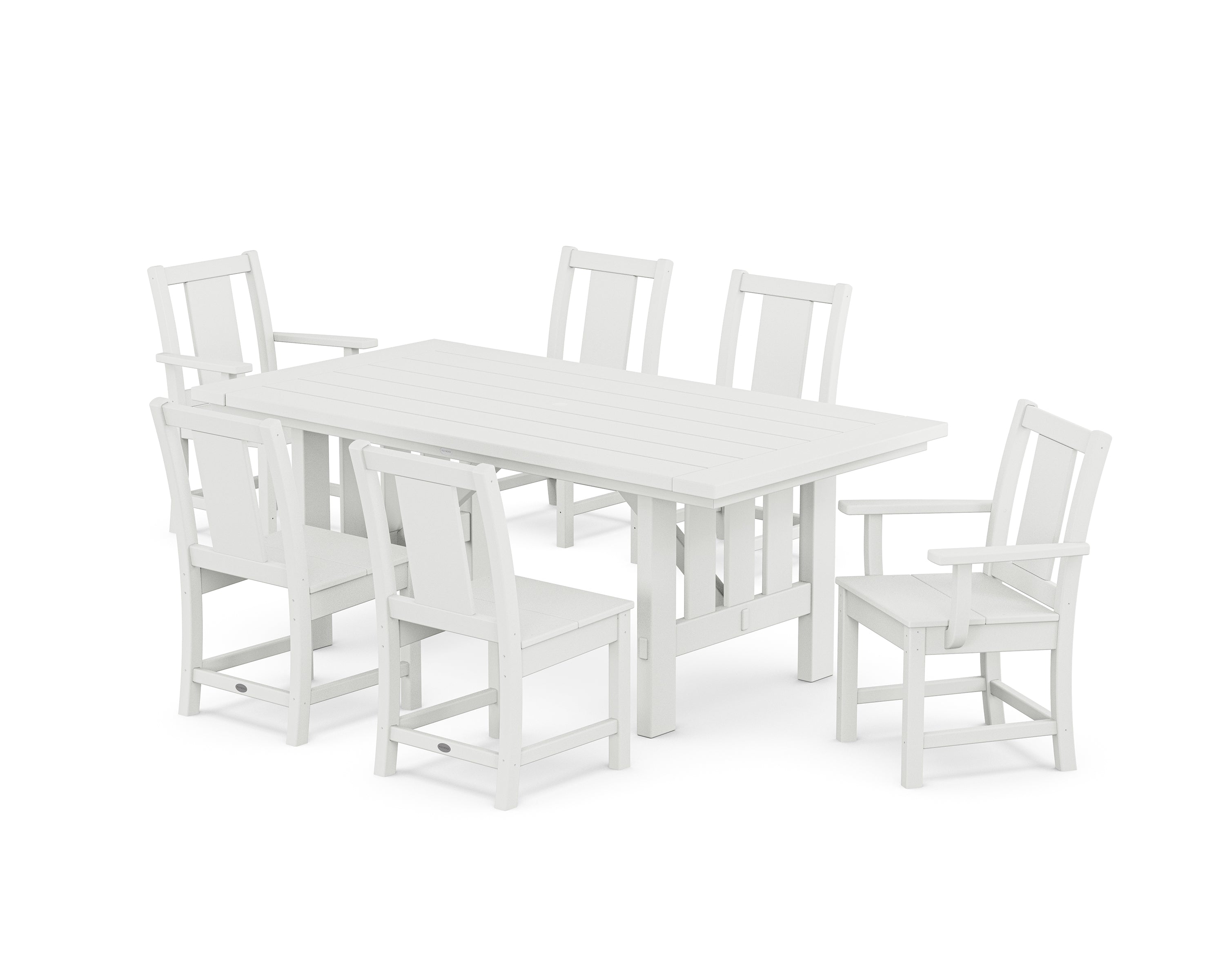 POLYWOOD® Prairie 7-Piece Dining Set with Mission Table in White