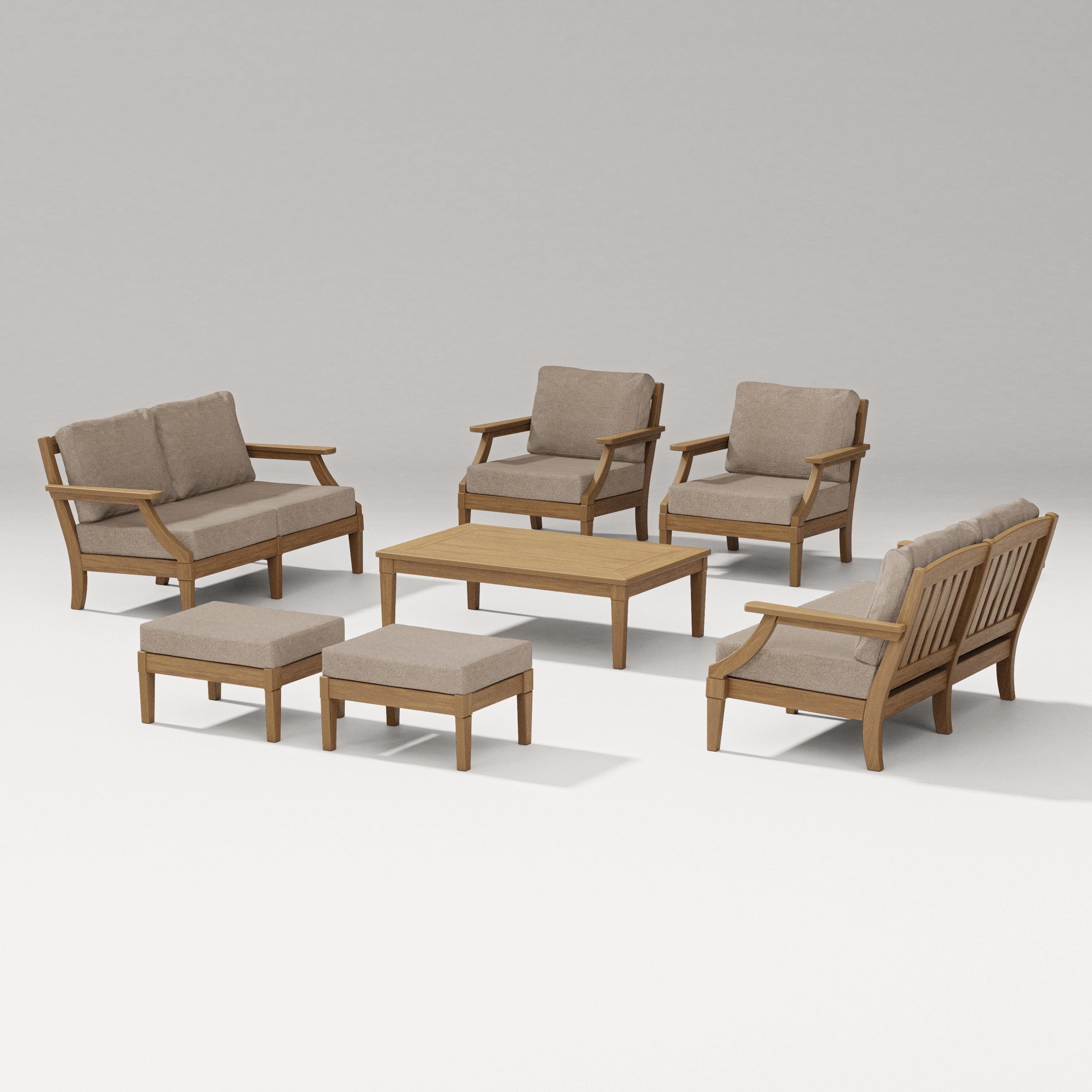 PW Designer Series Estate 7-Piece Lounge Loveseat Set in Natural / Spiced Burlap