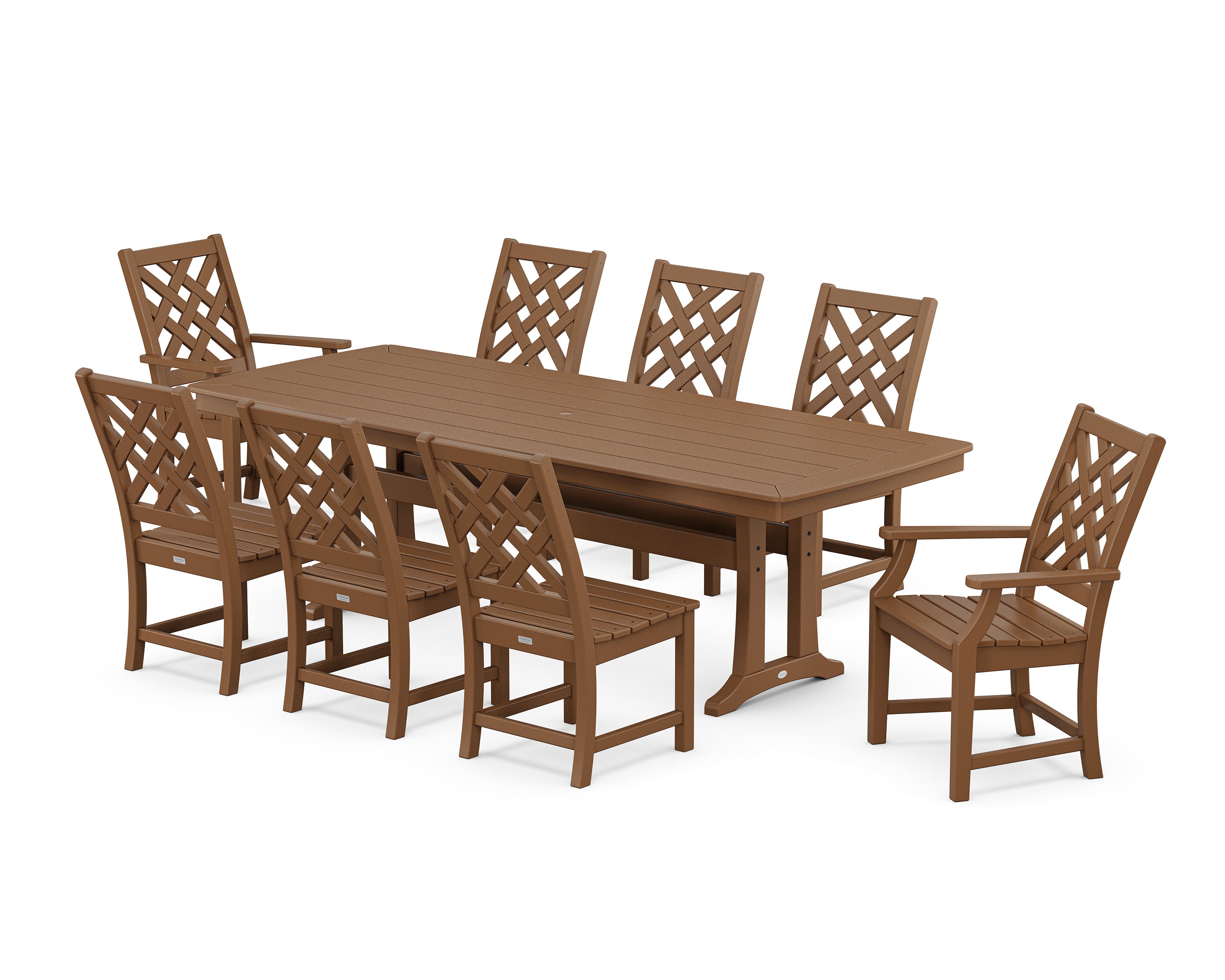 Country Living Wovendale 9-Piece Dining Set with Trestle Legs in Teak