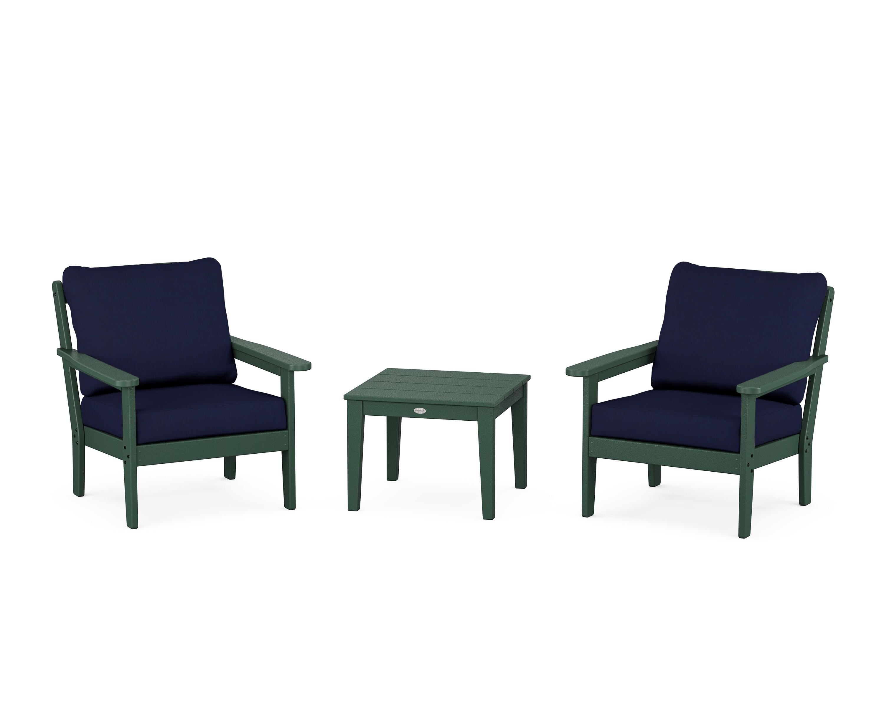 Country Living Cottage 3-Piece Deep Seating Set in Green / Navy
